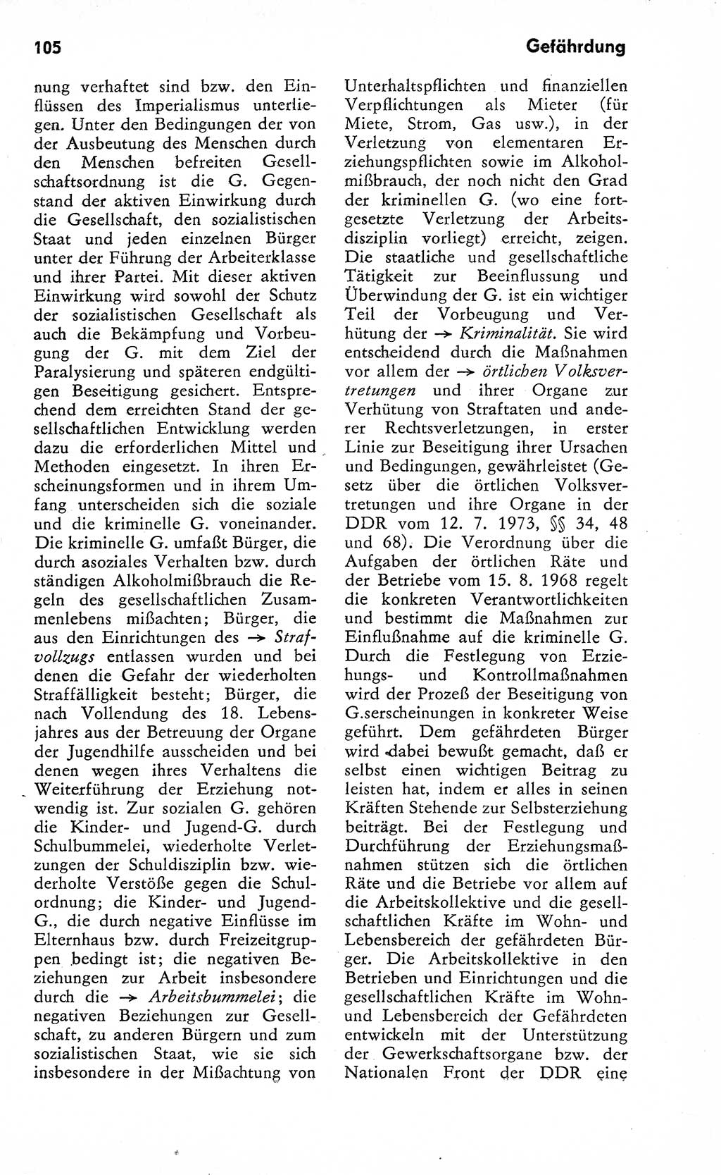 Wörterbuch zum sozialistischen Staat [Deutsche Demokratische Republik (DDR)] 1974, Seite 105 (Wb. soz. St. DDR 1974, S. 105)