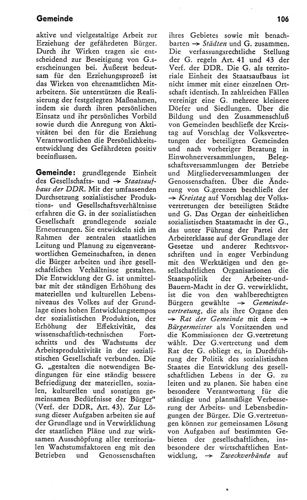 Wörterbuch zum sozialistischen Staat [Deutsche Demokratische Republik (DDR)] 1974, Seite 106 (Wb. soz. St. DDR 1974, S. 106)