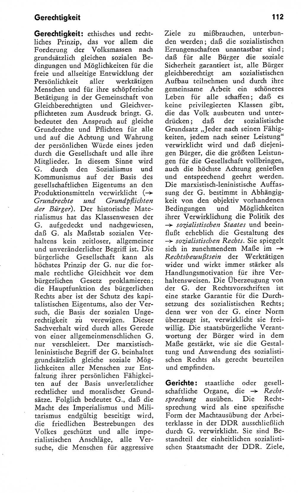 Wörterbuch zum sozialistischen Staat [Deutsche Demokratische Republik (DDR)] 1974, Seite 112 (Wb. soz. St. DDR 1974, S. 112)