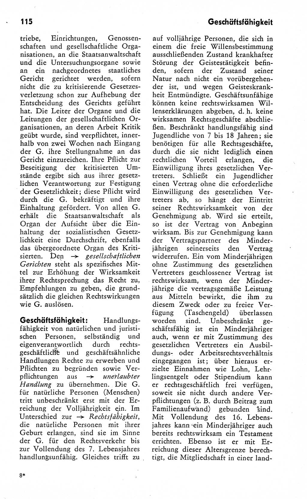 Wörterbuch zum sozialistischen Staat [Deutsche Demokratische Republik (DDR)] 1974, Seite 115 (Wb. soz. St. DDR 1974, S. 115)