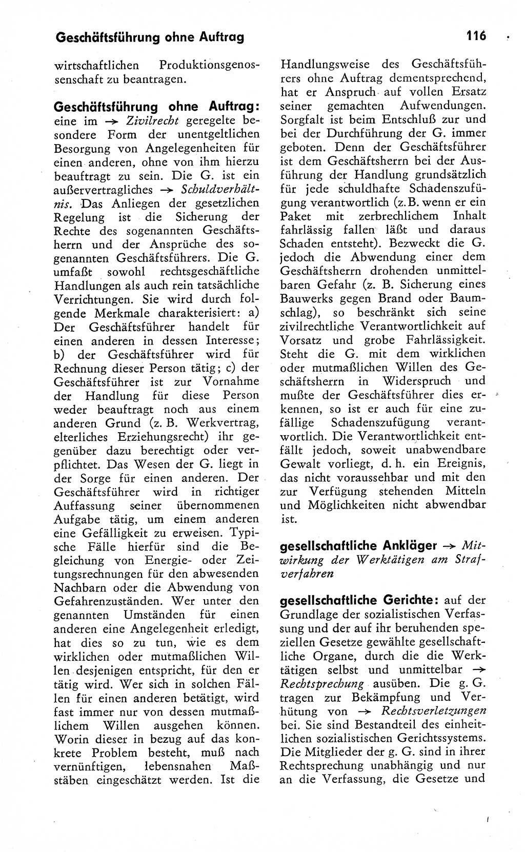 Wörterbuch zum sozialistischen Staat [Deutsche Demokratische Republik (DDR)] 1974, Seite 116 (Wb. soz. St. DDR 1974, S. 116)