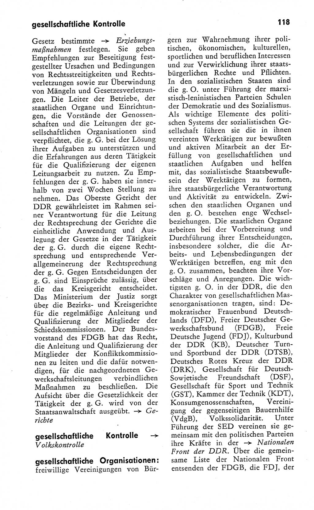 Wörterbuch zum sozialistischen Staat [Deutsche Demokratische Republik (DDR)] 1974, Seite 118 (Wb. soz. St. DDR 1974, S. 118)