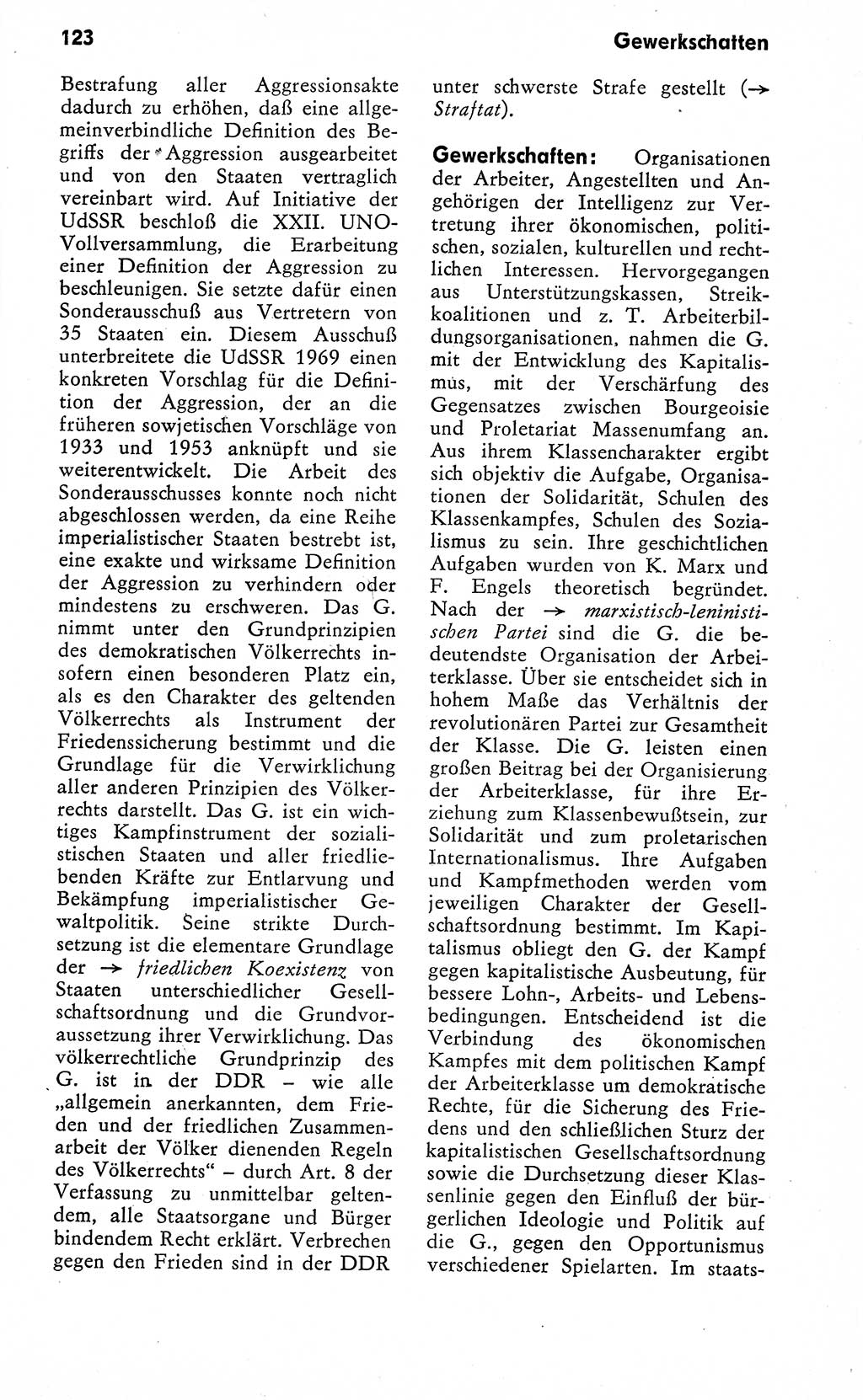 Wörterbuch zum sozialistischen Staat [Deutsche Demokratische Republik (DDR)] 1974, Seite 123 (Wb. soz. St. DDR 1974, S. 123)