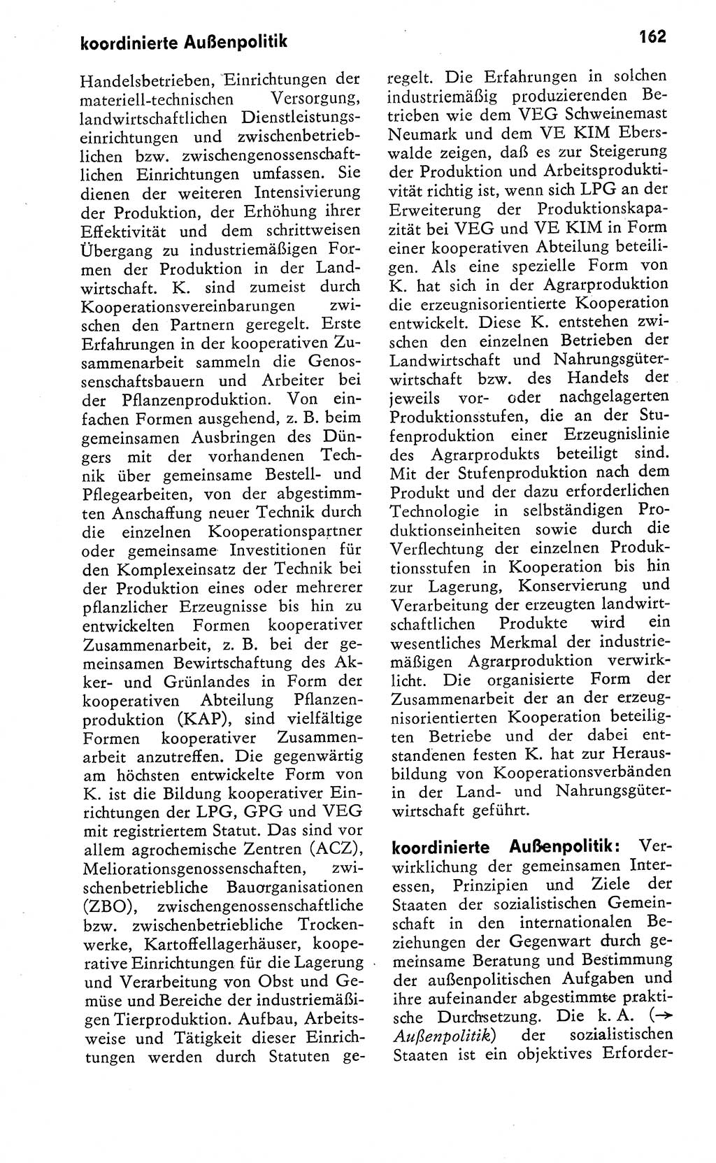 Wörterbuch zum sozialistischen Staat [Deutsche Demokratische Republik (DDR)] 1974, Seite 162 (Wb. soz. St. DDR 1974, S. 162)