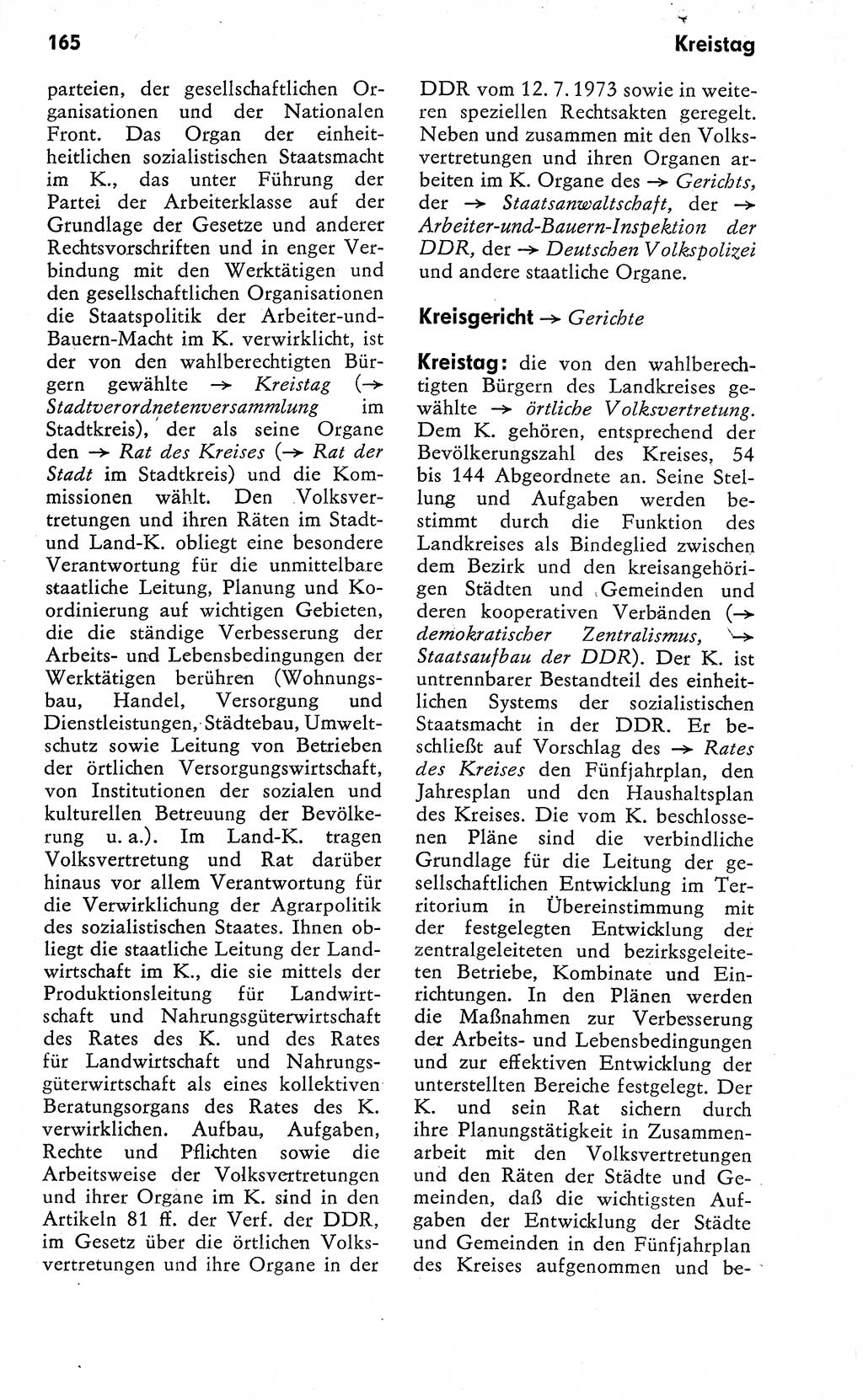 Wörterbuch zum sozialistischen Staat [Deutsche Demokratische Republik (DDR)] 1974, Seite 165 (Wb. soz. St. DDR 1974, S. 165)