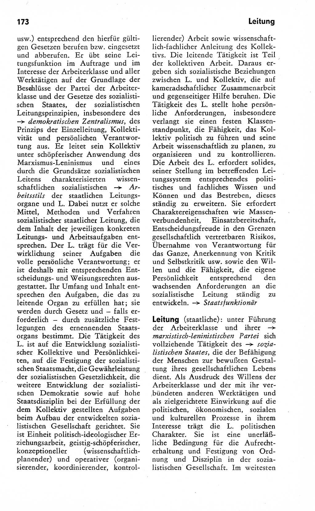 Wörterbuch zum sozialistischen Staat [Deutsche Demokratische Republik (DDR)] 1974, Seite 173 (Wb. soz. St. DDR 1974, S. 173)