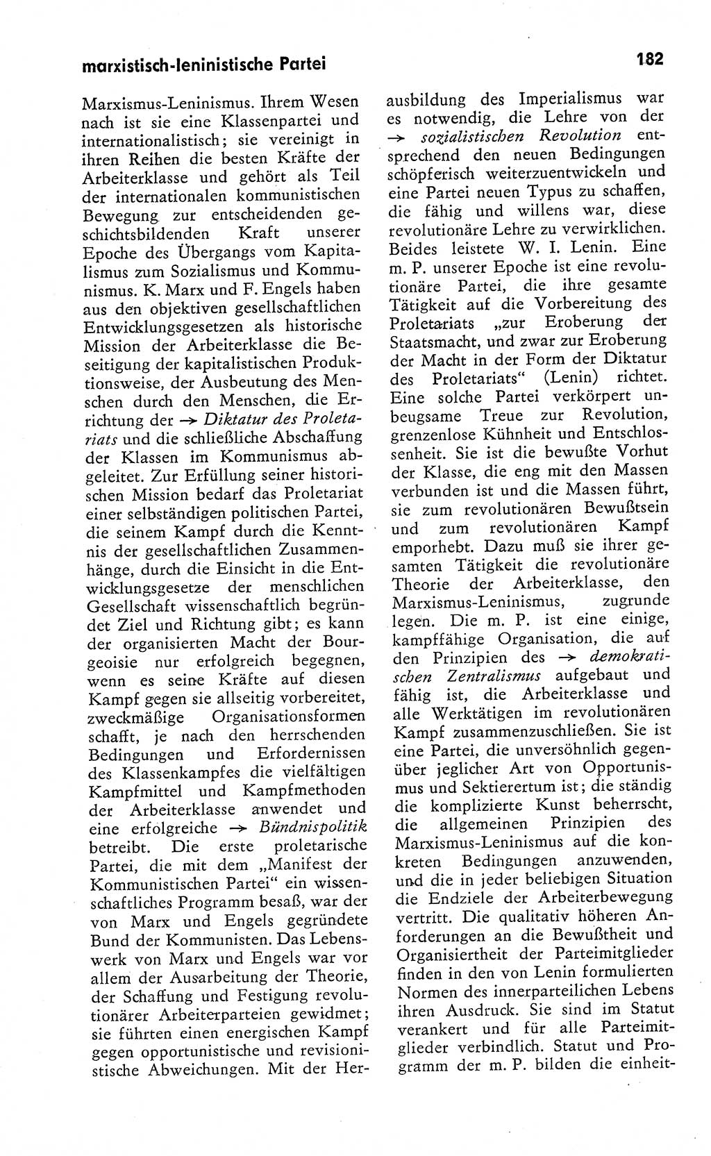 Wörterbuch zum sozialistischen Staat [Deutsche Demokratische Republik (DDR)] 1974, Seite 182 (Wb. soz. St. DDR 1974, S. 182)