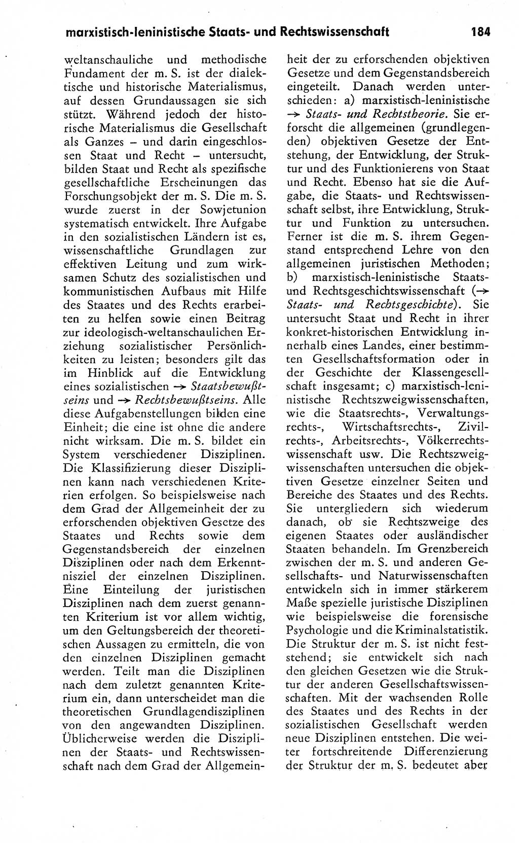 Wörterbuch zum sozialistischen Staat [Deutsche Demokratische Republik (DDR)] 1974, Seite 184 (Wb. soz. St. DDR 1974, S. 184)