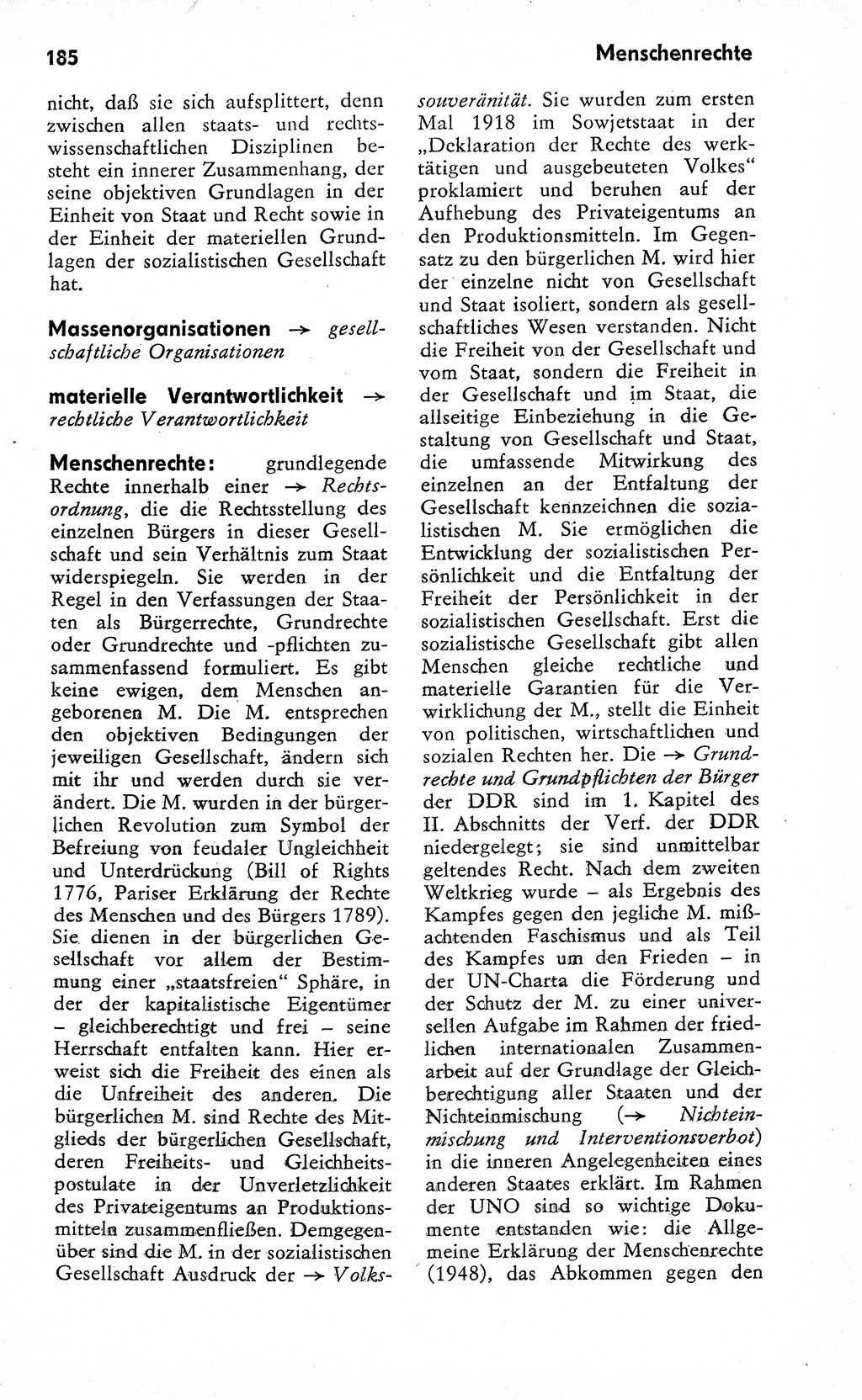 Wörterbuch zum sozialistischen Staat [Deutsche Demokratische Republik (DDR)] 1974, Seite 185 (Wb. soz. St. DDR 1974, S. 185)