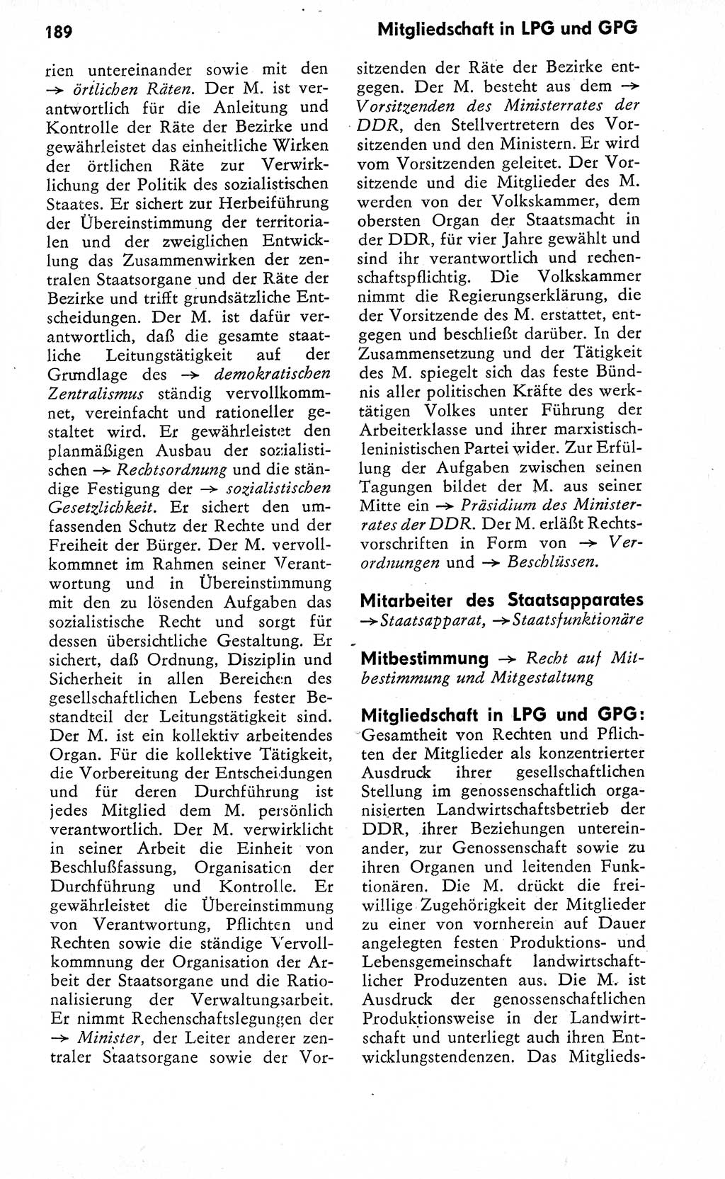 Wörterbuch zum sozialistischen Staat [Deutsche Demokratische Republik (DDR)] 1974, Seite 189 (Wb. soz. St. DDR 1974, S. 189)