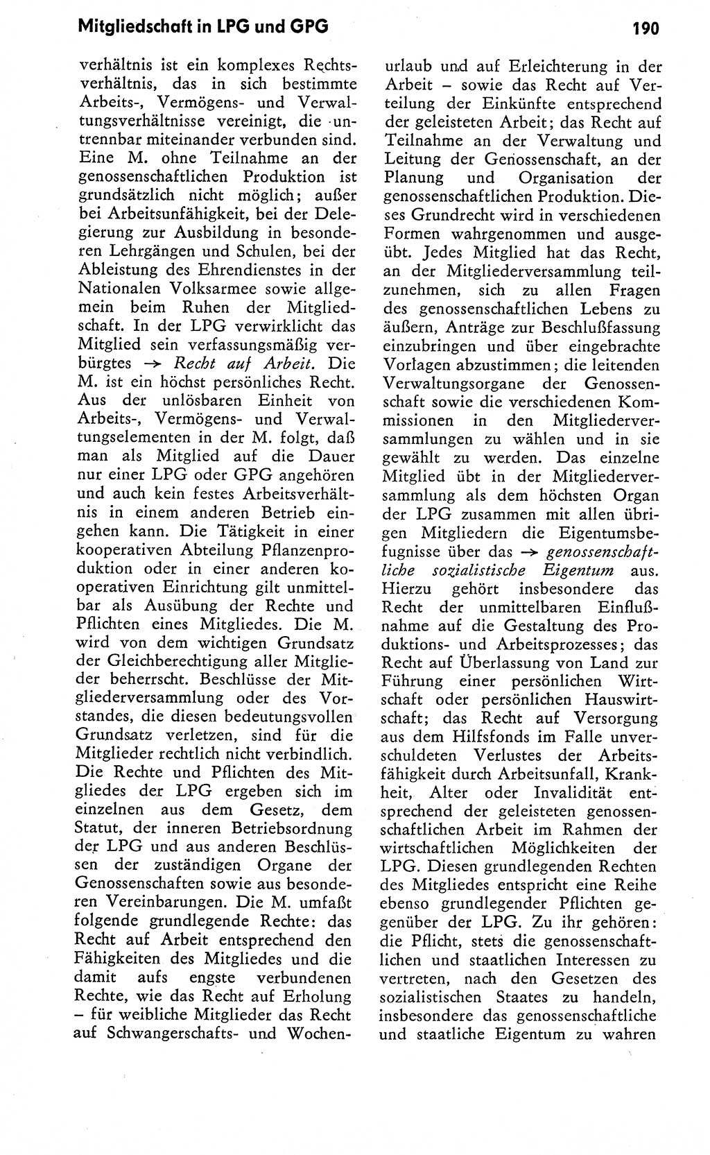 Wörterbuch zum sozialistischen Staat [Deutsche Demokratische Republik (DDR)] 1974, Seite 190 (Wb. soz. St. DDR 1974, S. 190)