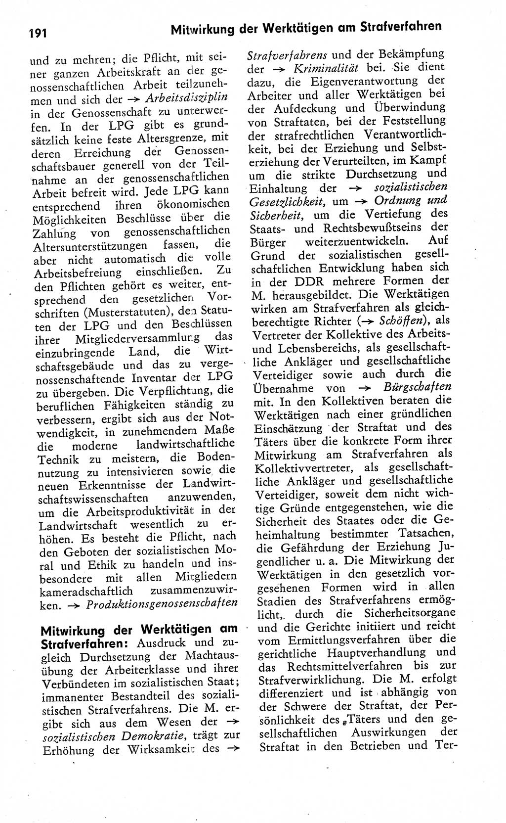 Wörterbuch zum sozialistischen Staat [Deutsche Demokratische Republik (DDR)] 1974, Seite 191 (Wb. soz. St. DDR 1974, S. 191)