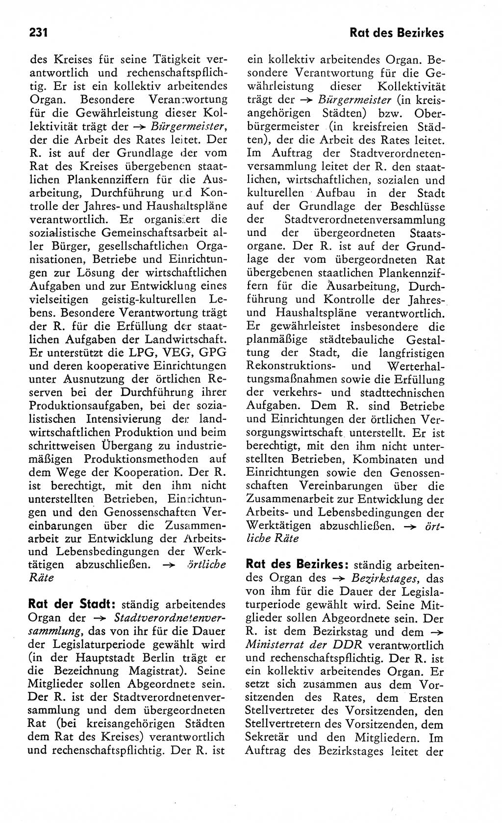 Wörterbuch zum sozialistischen Staat [Deutsche Demokratische Republik (DDR)] 1974, Seite 231 (Wb. soz. St. DDR 1974, S. 231)
