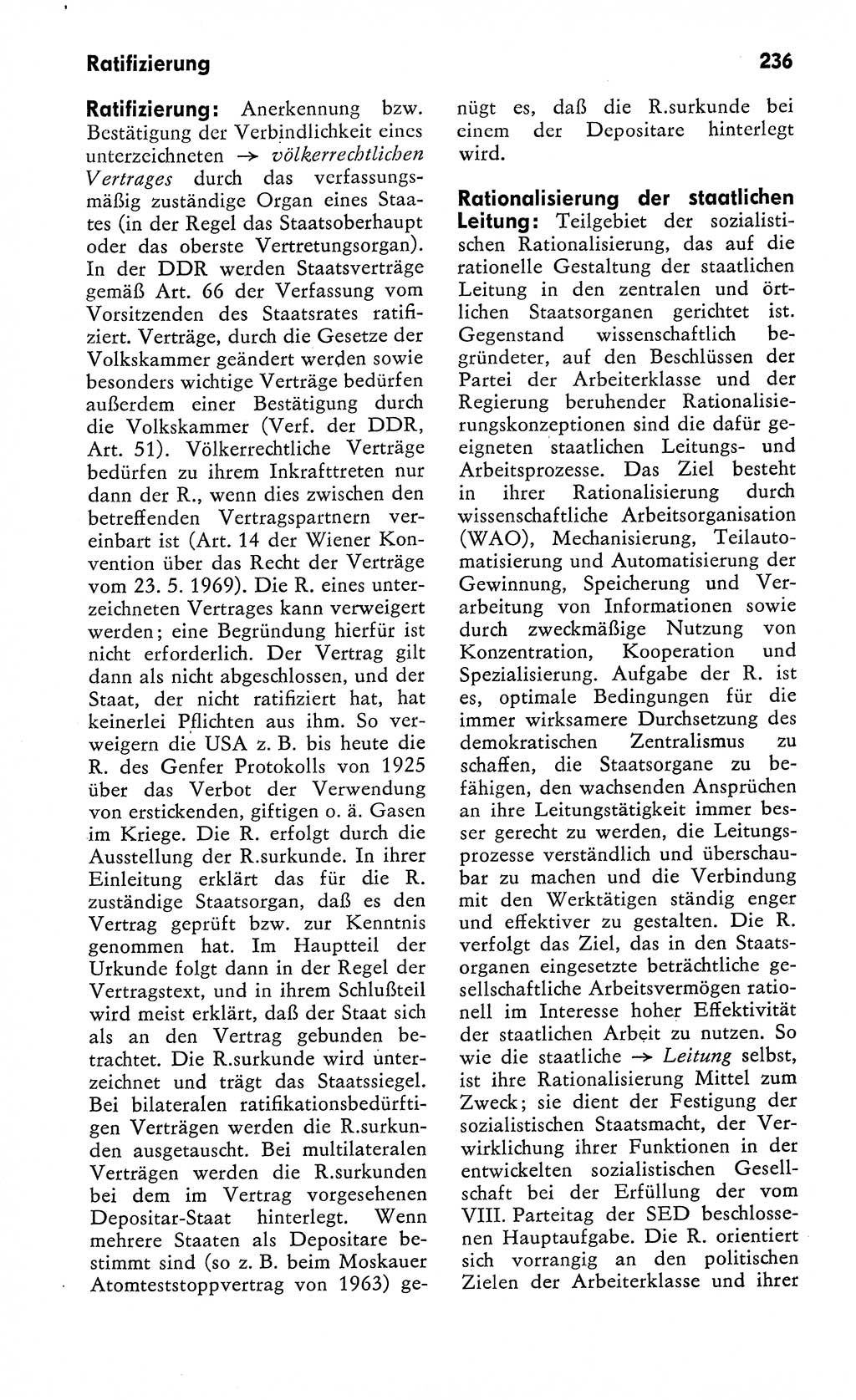 Wörterbuch zum sozialistischen Staat [Deutsche Demokratische Republik (DDR)] 1974, Seite 236 (Wb. soz. St. DDR 1974, S. 236)