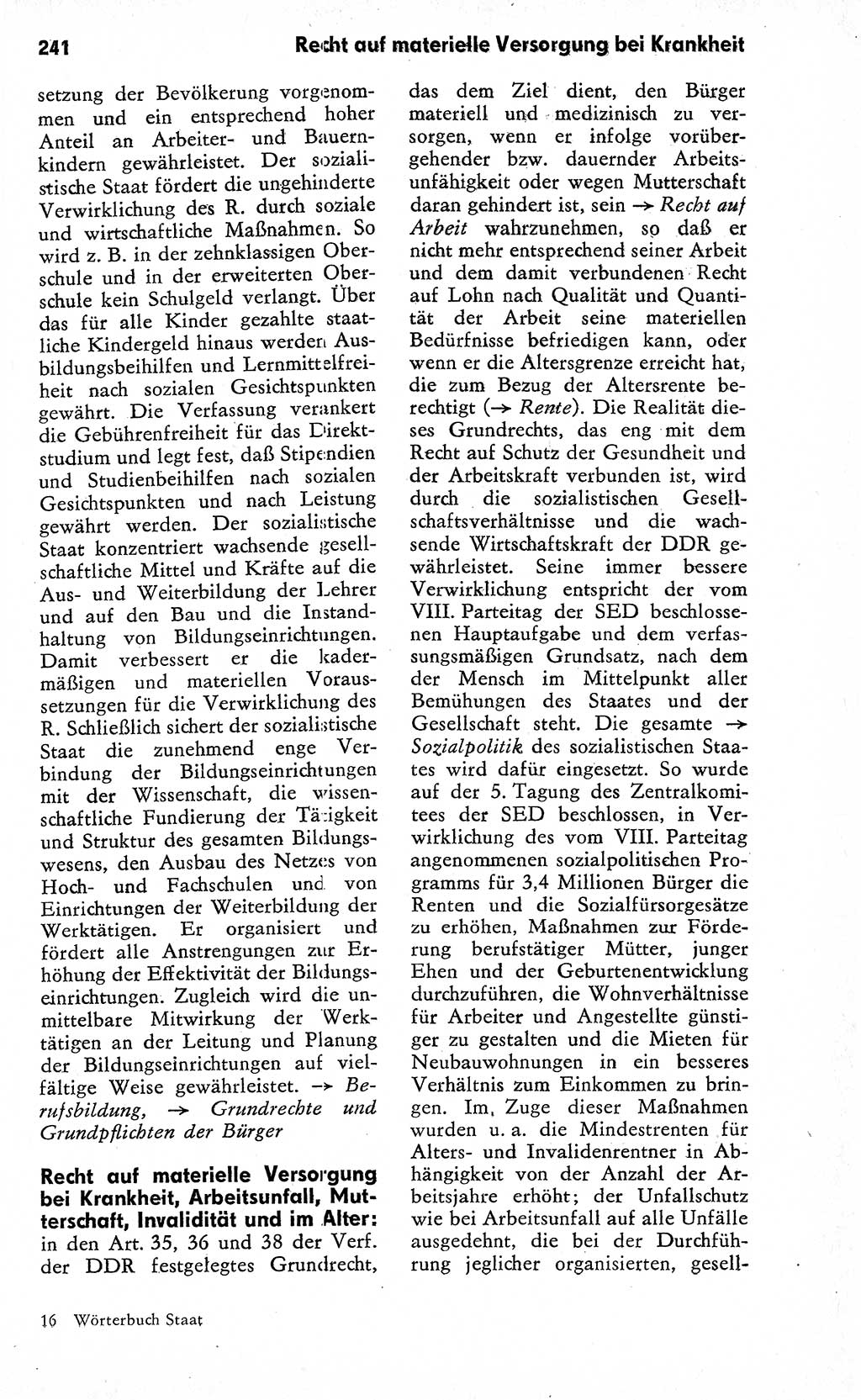 Wörterbuch zum sozialistischen Staat [Deutsche Demokratische Republik (DDR)] 1974, Seite 241 (Wb. soz. St. DDR 1974, S. 241)