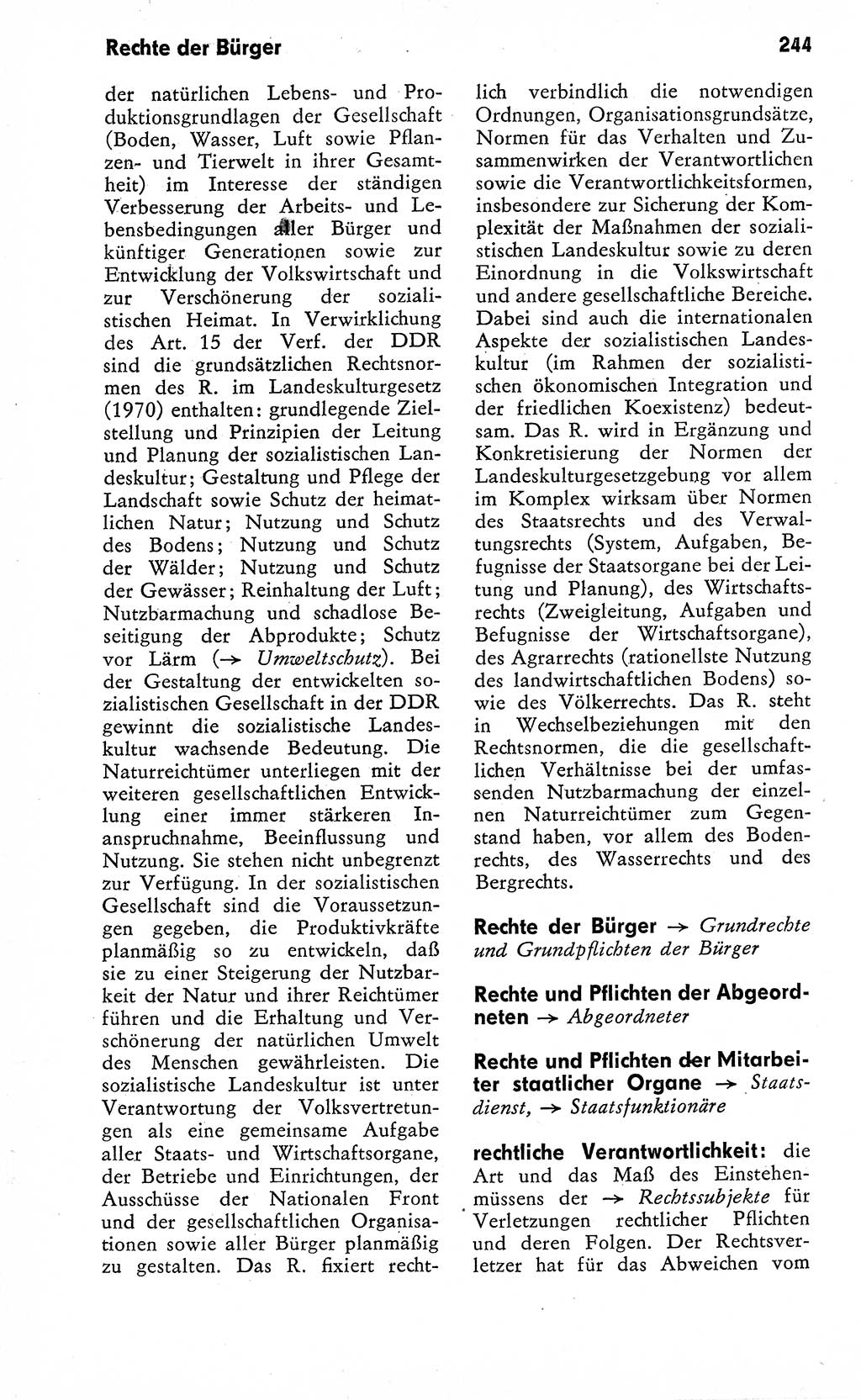 Wörterbuch zum sozialistischen Staat [Deutsche Demokratische Republik (DDR)] 1974, Seite 244 (Wb. soz. St. DDR 1974, S. 244)