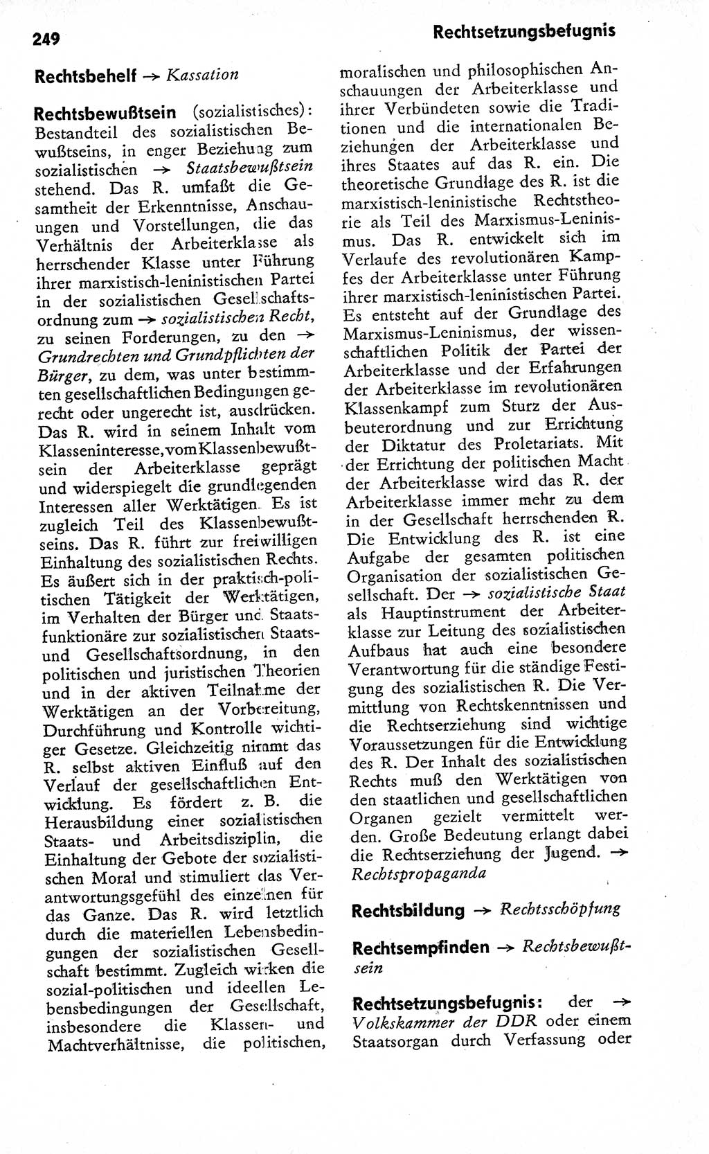 Wörterbuch zum sozialistischen Staat [Deutsche Demokratische Republik (DDR)] 1974, Seite 249 (Wb. soz. St. DDR 1974, S. 249)