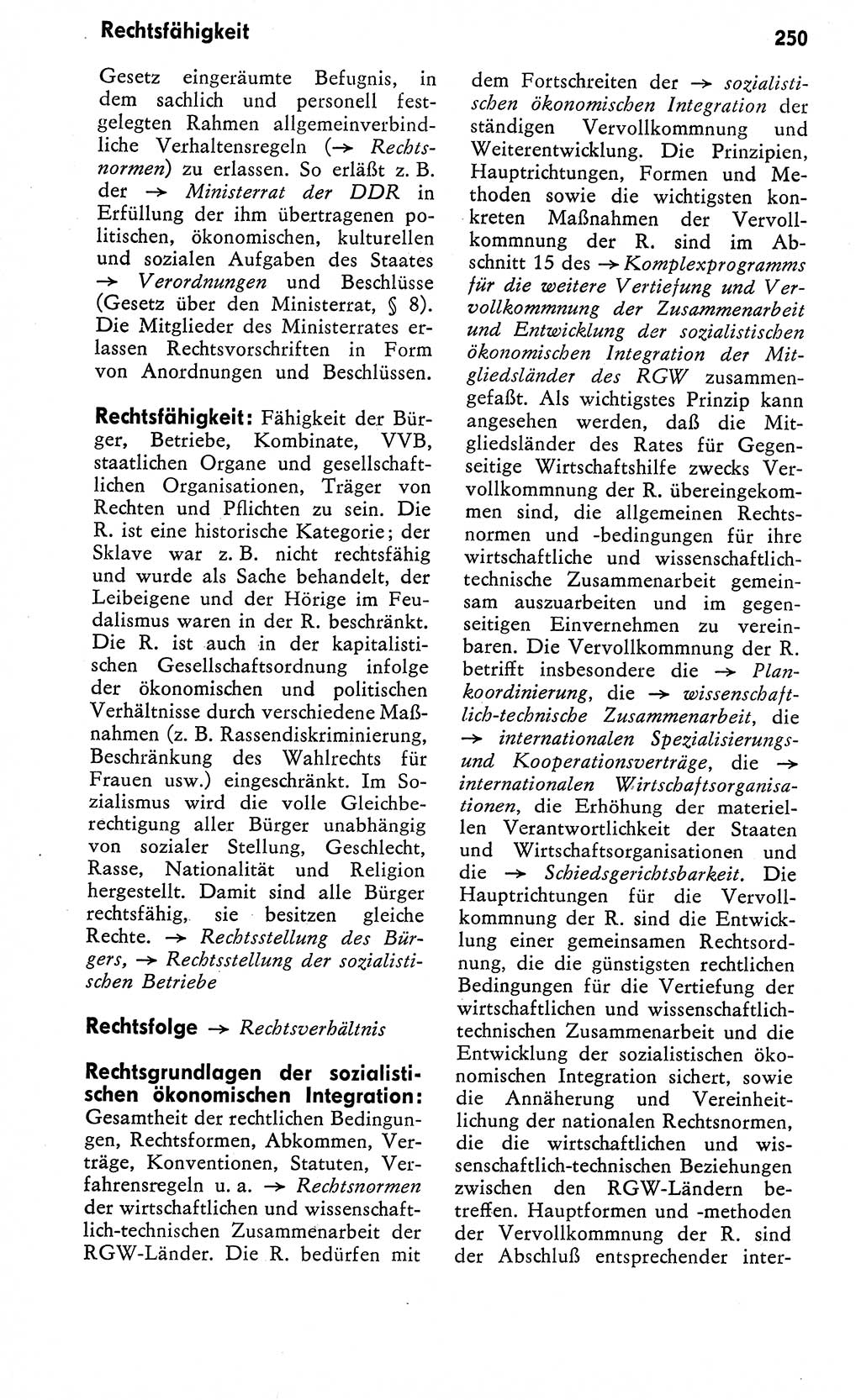 Wörterbuch zum sozialistischen Staat [Deutsche Demokratische Republik (DDR)] 1974, Seite 250 (Wb. soz. St. DDR 1974, S. 250)