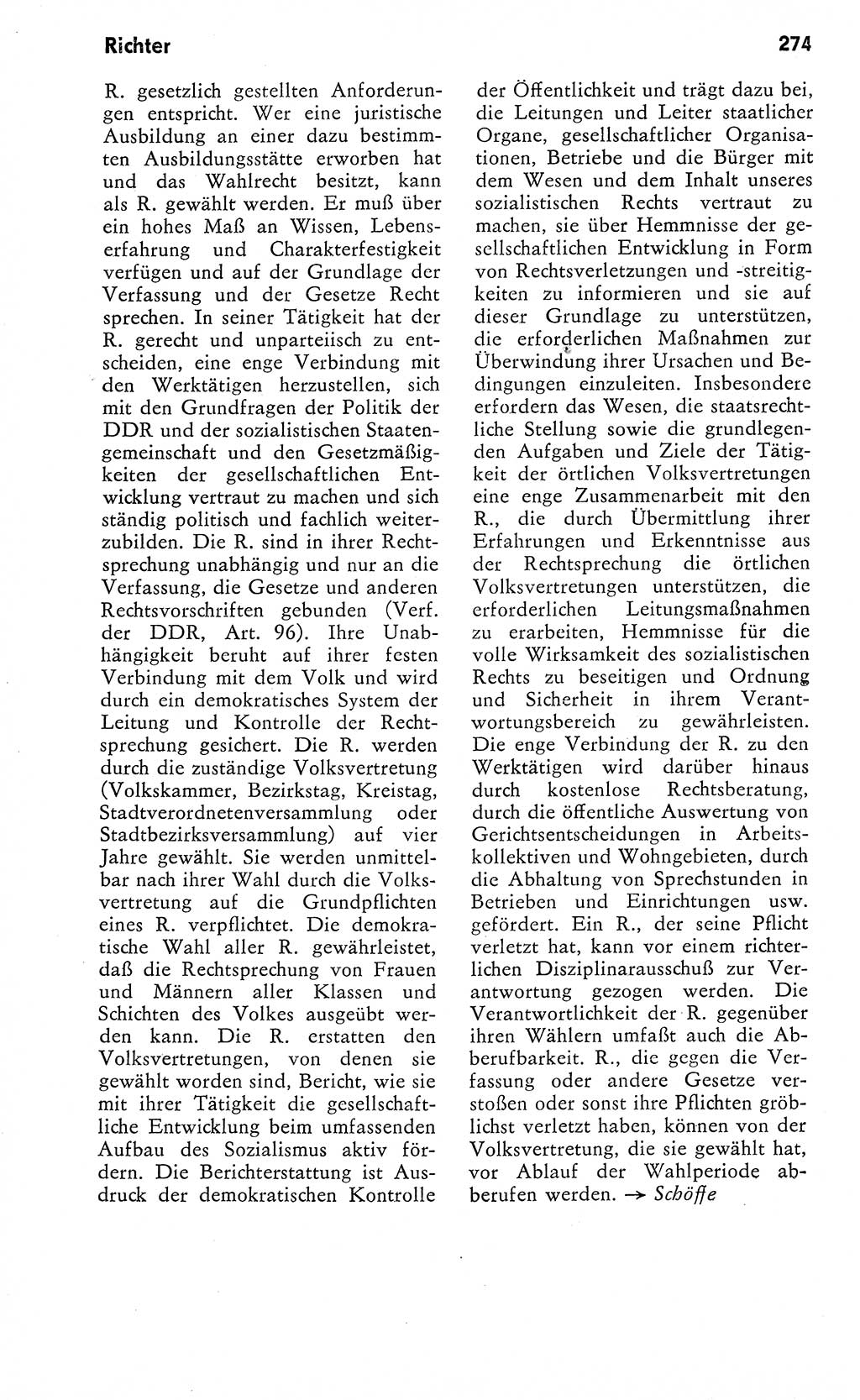 Wörterbuch zum sozialistischen Staat [Deutsche Demokratische Republik (DDR)] 1974, Seite 274 (Wb. soz. St. DDR 1974, S. 274)