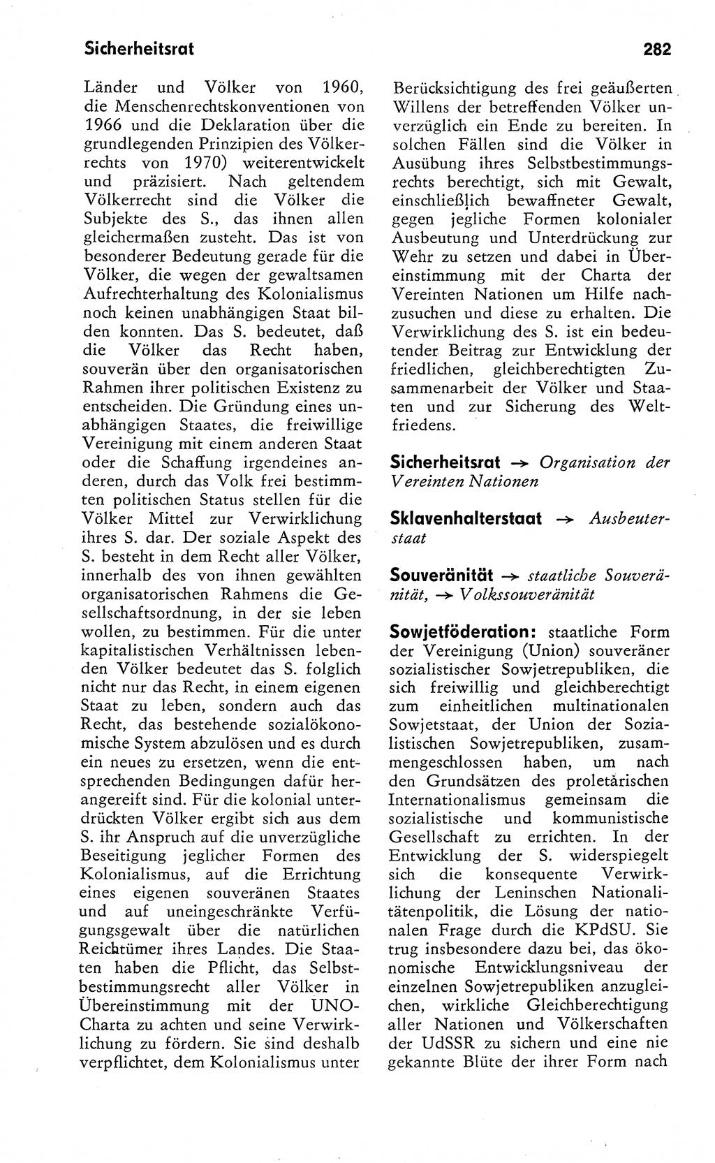 Wörterbuch zum sozialistischen Staat [Deutsche Demokratische Republik (DDR)] 1974, Seite 282 (Wb. soz. St. DDR 1974, S. 282)