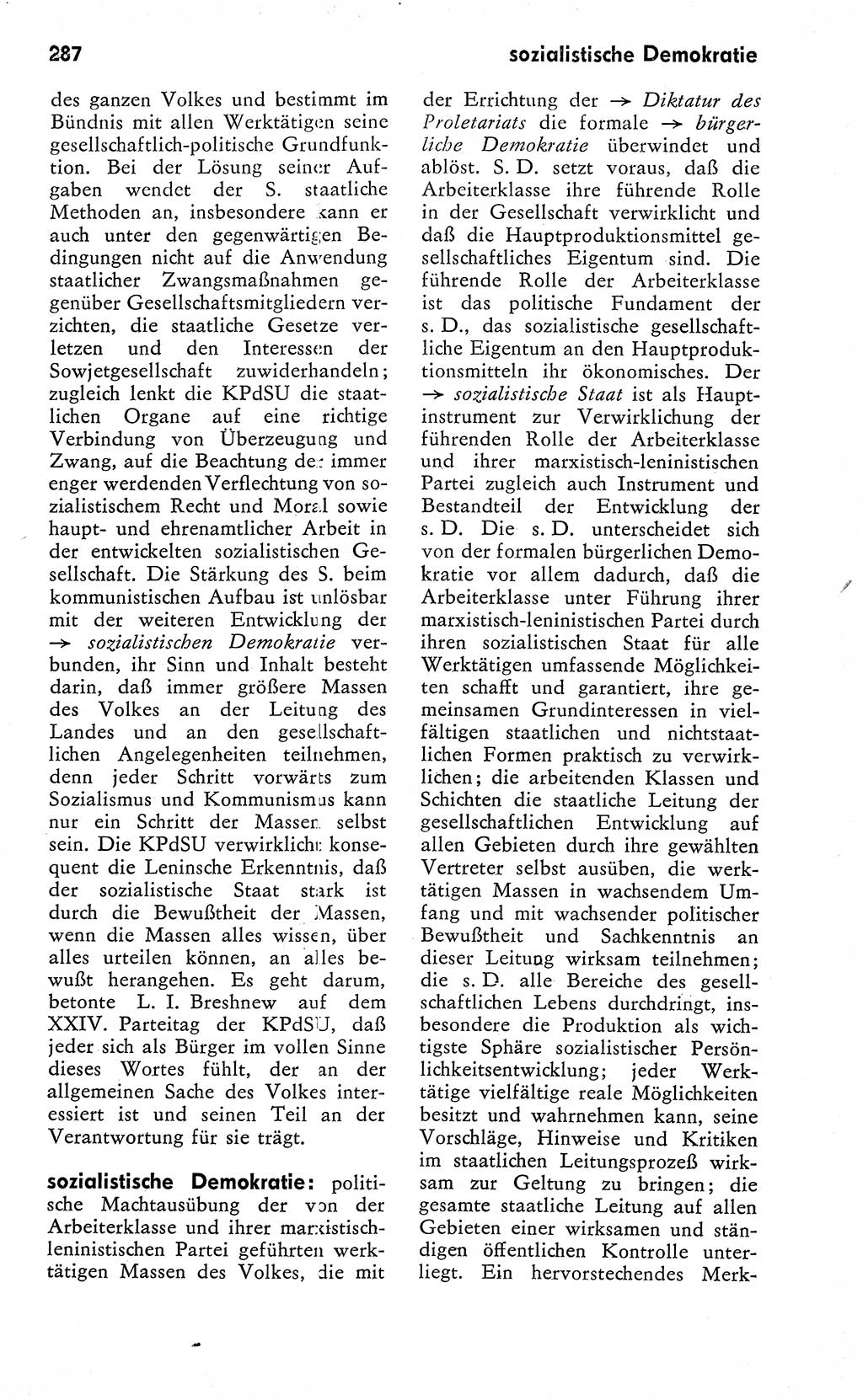 Wörterbuch zum sozialistischen Staat [Deutsche Demokratische Republik (DDR)] 1974, Seite 287 (Wb. soz. St. DDR 1974, S. 287)