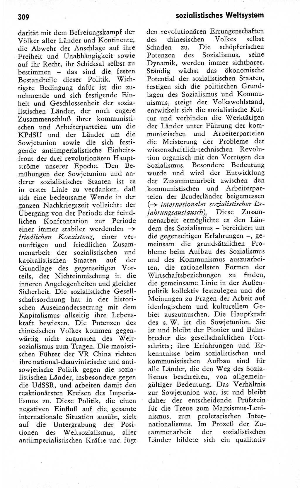 Wörterbuch zum sozialistischen Staat [Deutsche Demokratische Republik (DDR)] 1974, Seite 309 (Wb. soz. St. DDR 1974, S. 309)