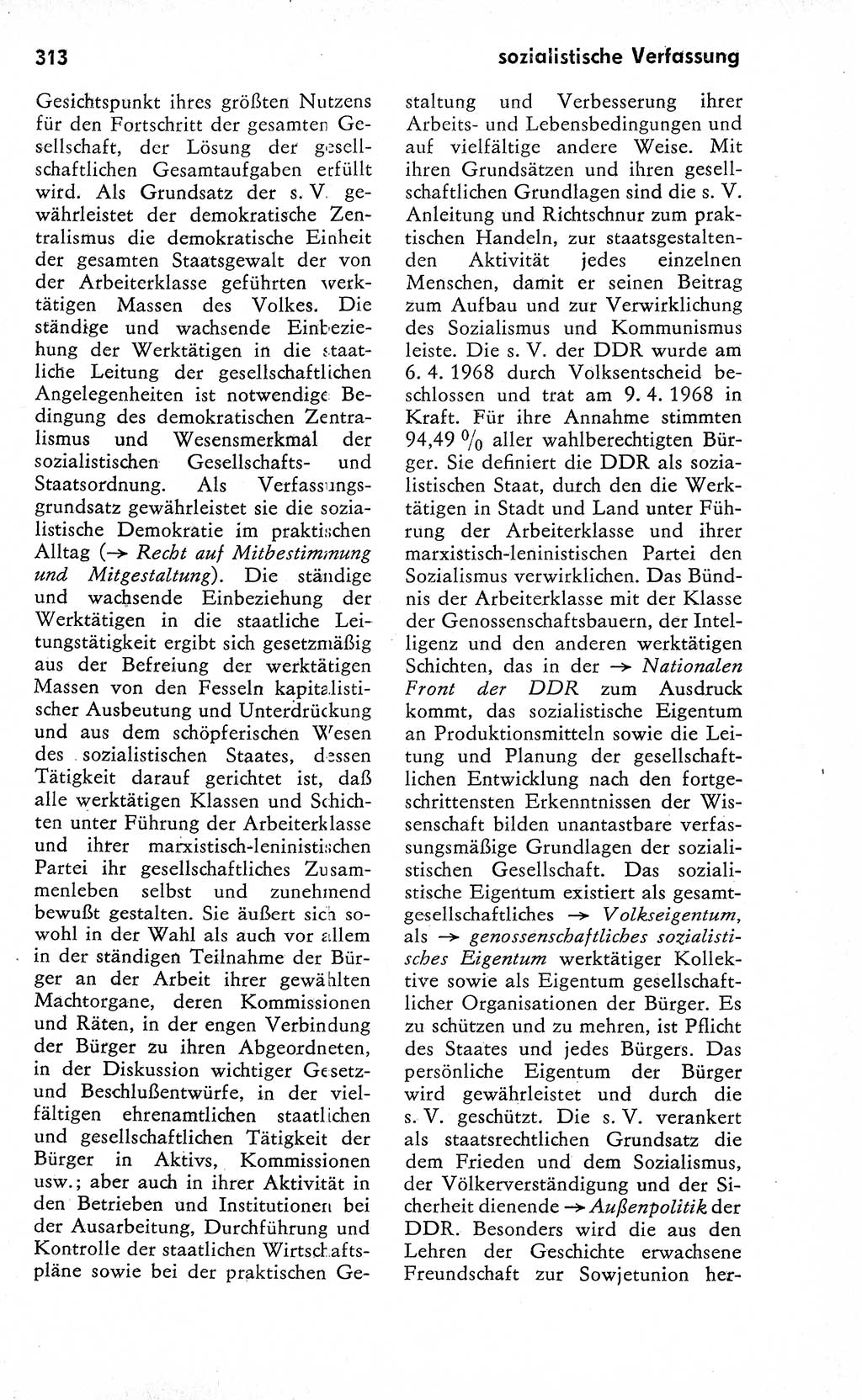 Wörterbuch zum sozialistischen Staat [Deutsche Demokratische Republik (DDR)] 1974, Seite 313 (Wb. soz. St. DDR 1974, S. 313)