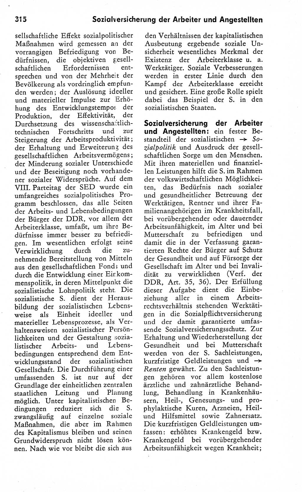 Wörterbuch zum sozialistischen Staat [Deutsche Demokratische Republik (DDR)] 1974, Seite 315 (Wb. soz. St. DDR 1974, S. 315)