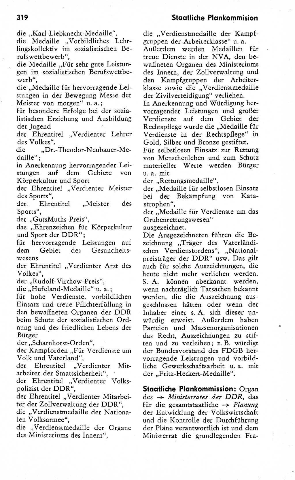 Wörterbuch zum sozialistischen Staat [Deutsche Demokratische Republik (DDR)] 1974, Seite 319 (Wb. soz. St. DDR 1974, S. 319)