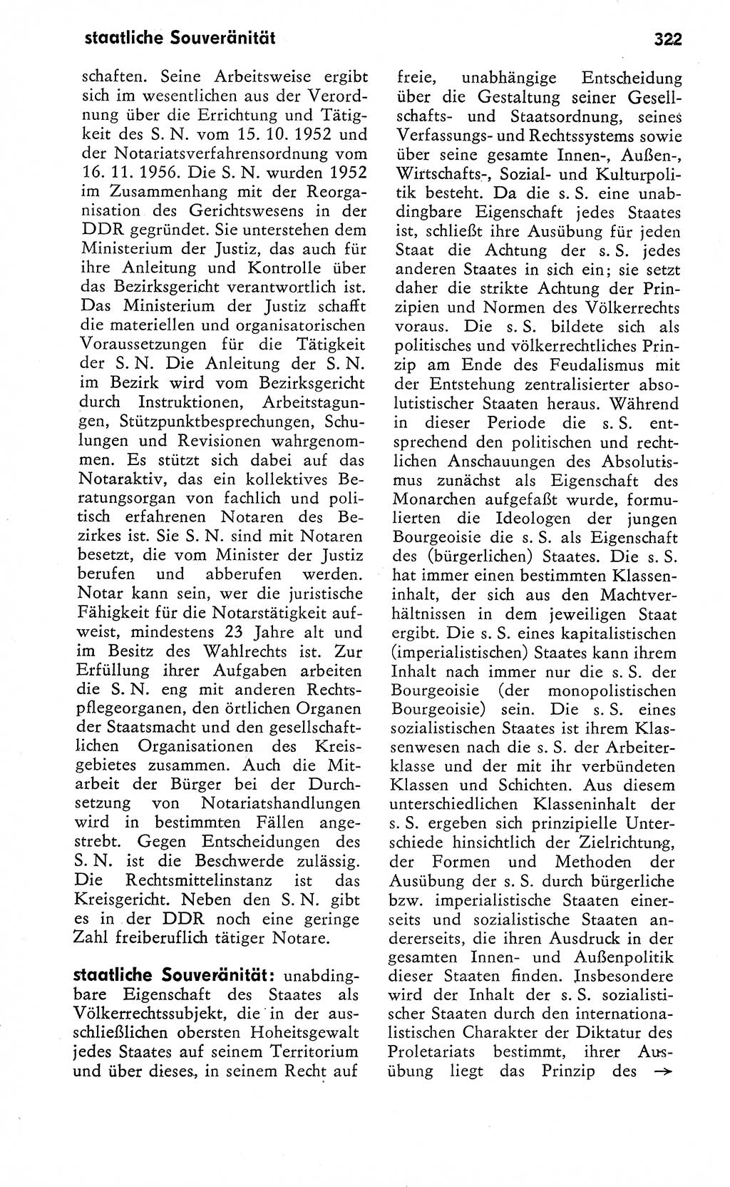 Wörterbuch zum sozialistischen Staat [Deutsche Demokratische Republik (DDR)] 1974, Seite 322 (Wb. soz. St. DDR 1974, S. 322)