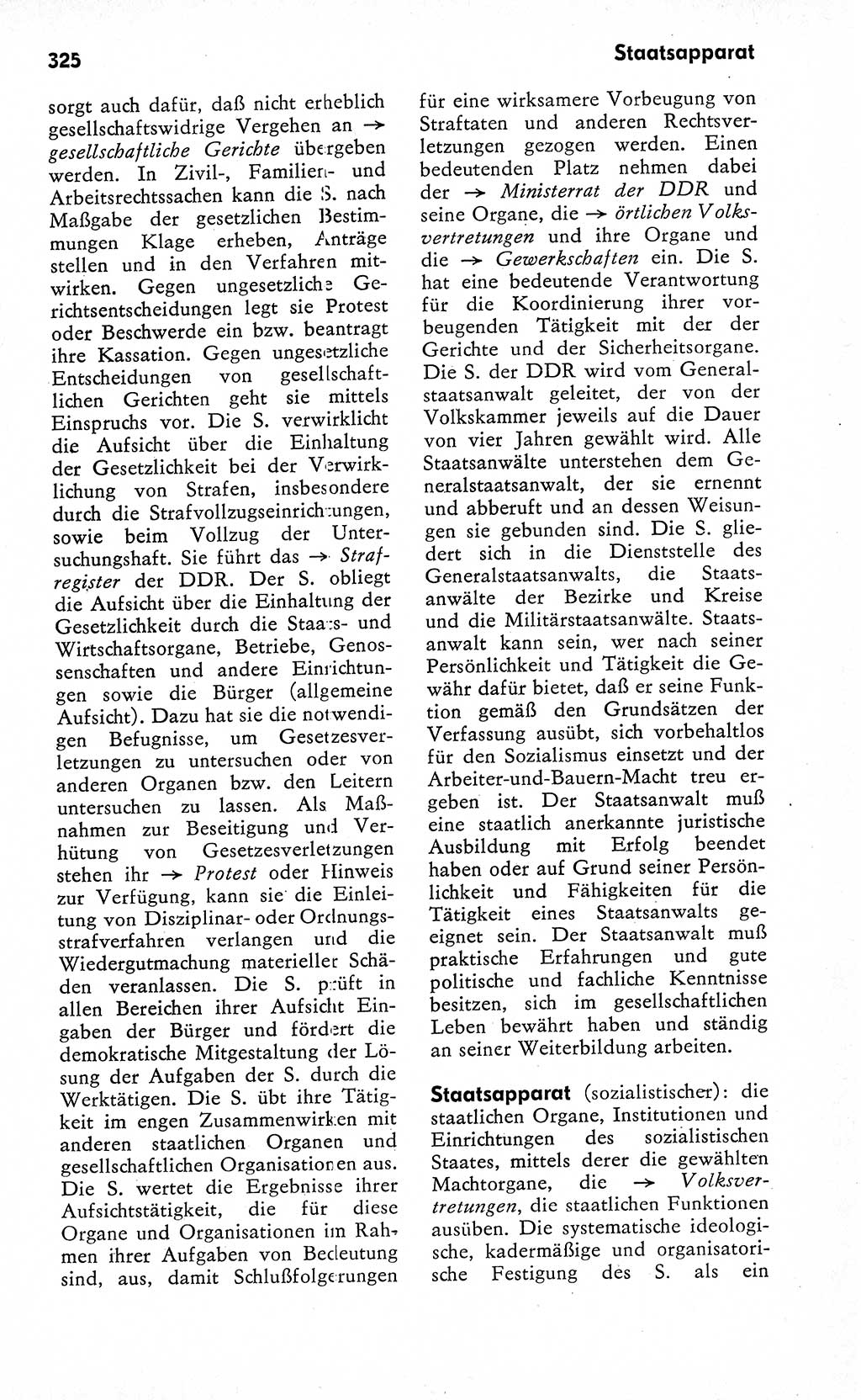 Wörterbuch zum sozialistischen Staat [Deutsche Demokratische Republik (DDR)] 1974, Seite 325 (Wb. soz. St. DDR 1974, S. 325)