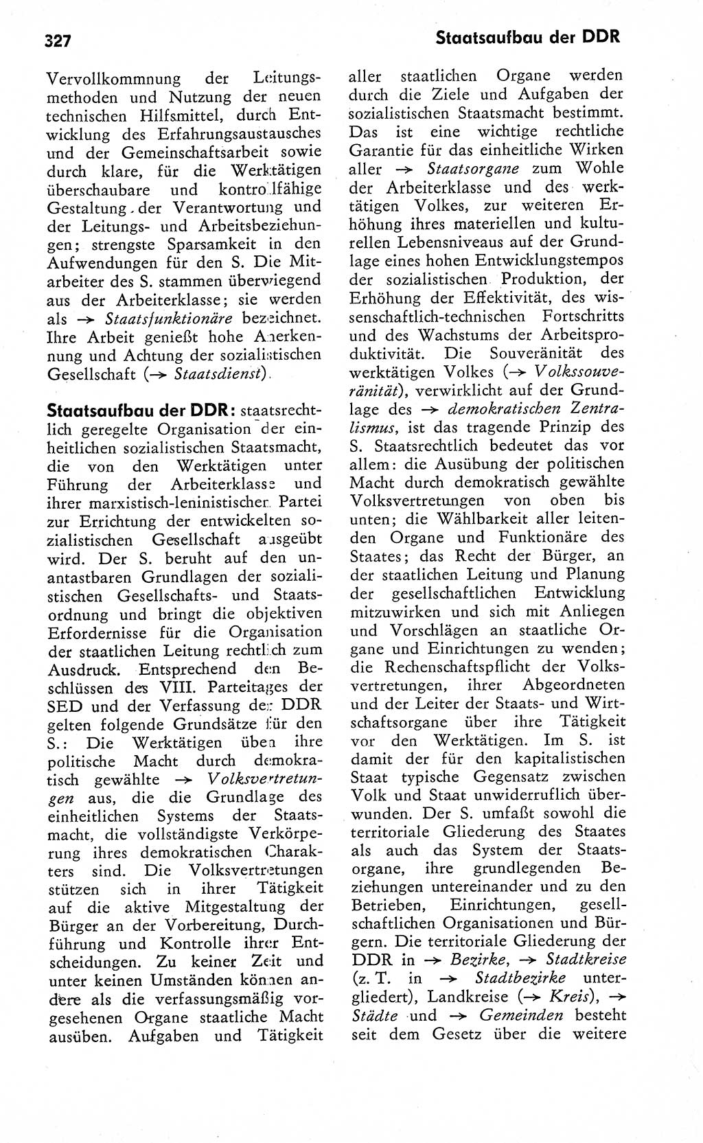 Wörterbuch zum sozialistischen Staat [Deutsche Demokratische Republik (DDR)] 1974, Seite 327 (Wb. soz. St. DDR 1974, S. 327)