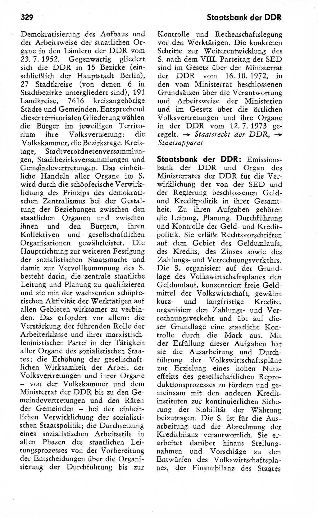 Wörterbuch zum sozialistischen Staat [Deutsche Demokratische Republik (DDR)] 1974, Seite 329 (Wb. soz. St. DDR 1974, S. 329)