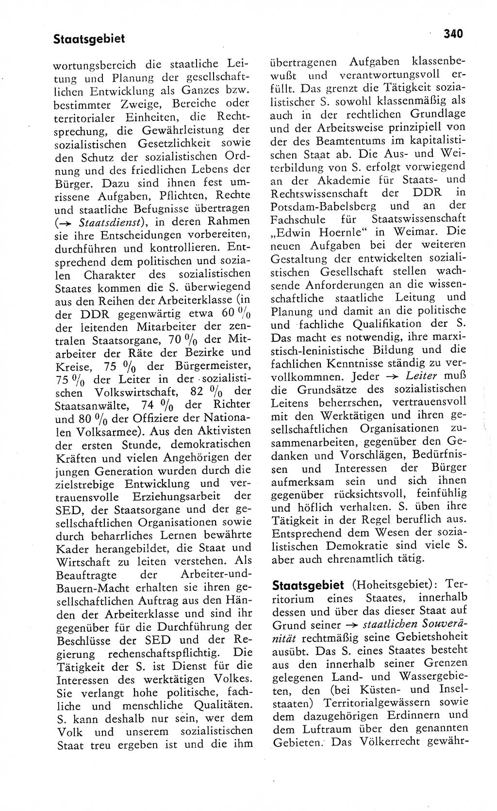 Wörterbuch zum sozialistischen Staat [Deutsche Demokratische Republik (DDR)] 1974, Seite 340 (Wb. soz. St. DDR 1974, S. 340)