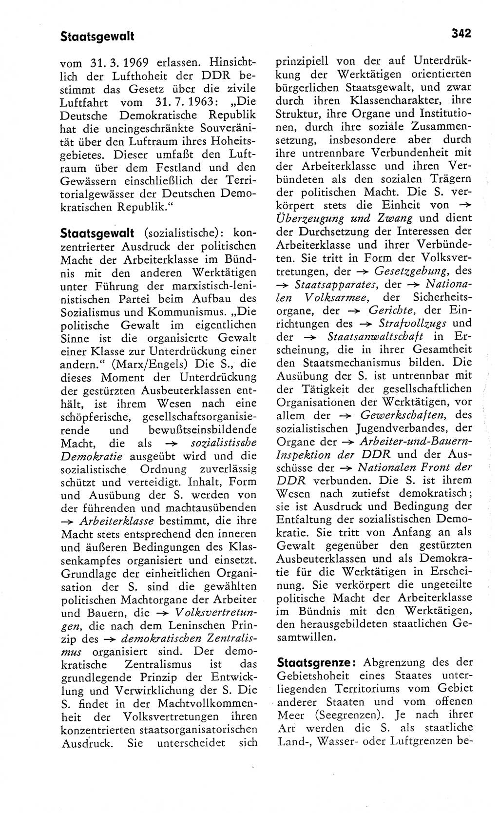 Wörterbuch zum sozialistischen Staat [Deutsche Demokratische Republik (DDR)] 1974, Seite 342 (Wb. soz. St. DDR 1974, S. 342)
