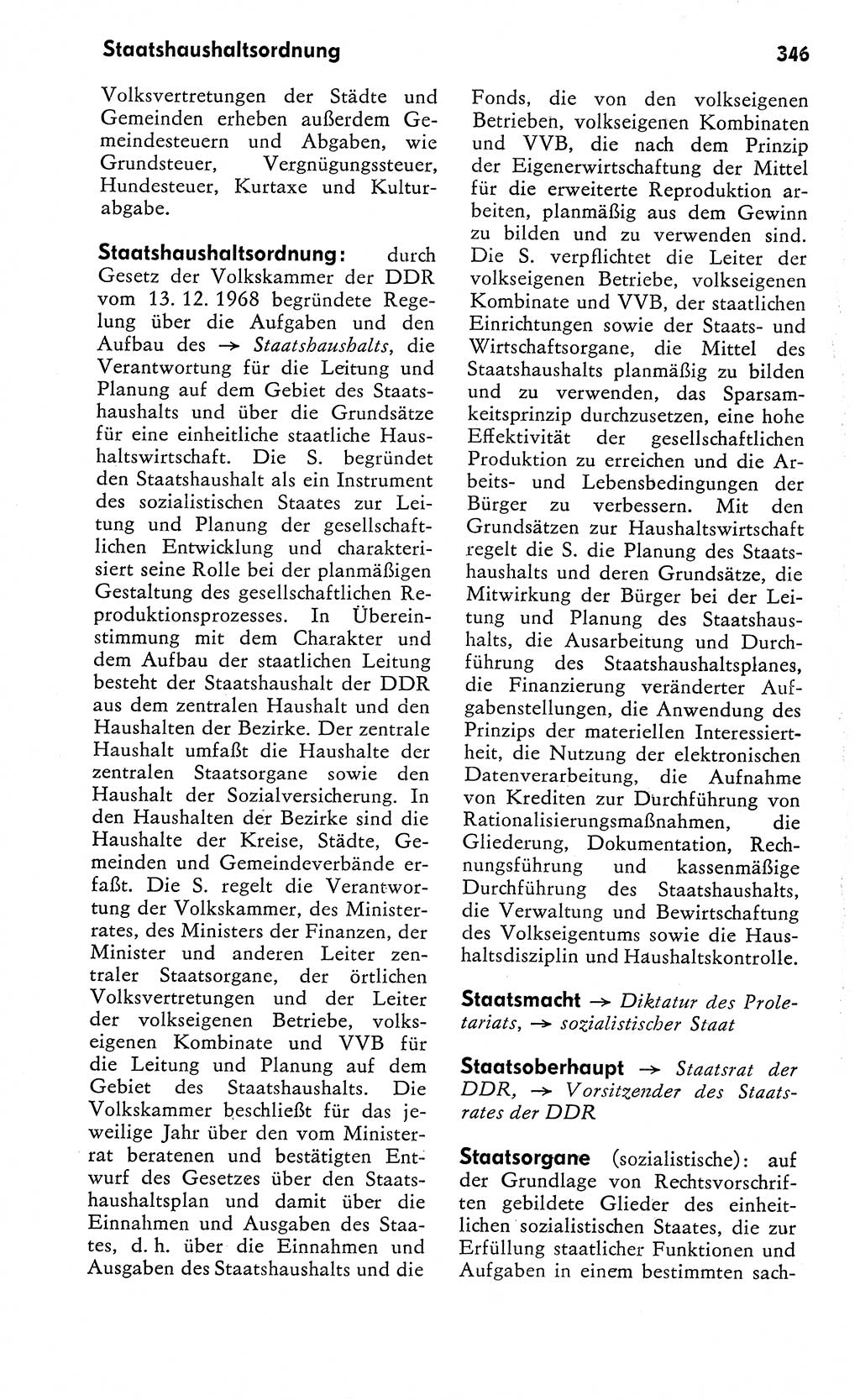 Wörterbuch zum sozialistischen Staat [Deutsche Demokratische Republik (DDR)] 1974, Seite 346 (Wb. soz. St. DDR 1974, S. 346)
