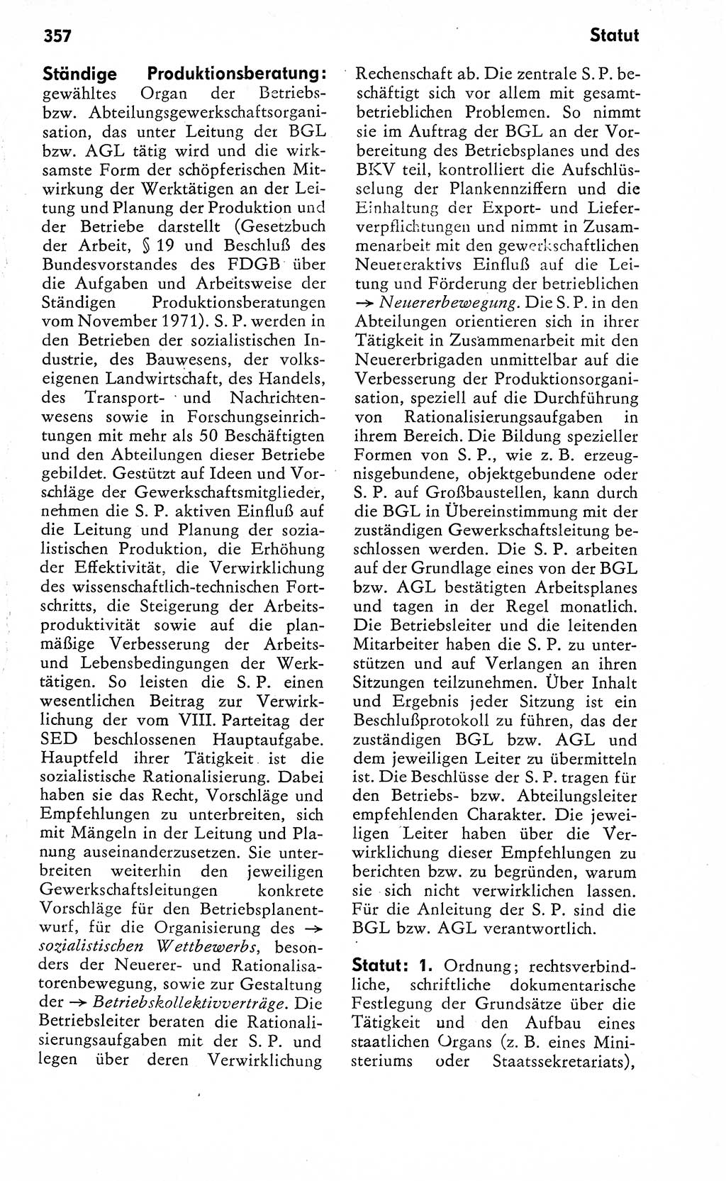 Wörterbuch zum sozialistischen Staat [Deutsche Demokratische Republik (DDR)] 1974, Seite 357 (Wb. soz. St. DDR 1974, S. 357)
