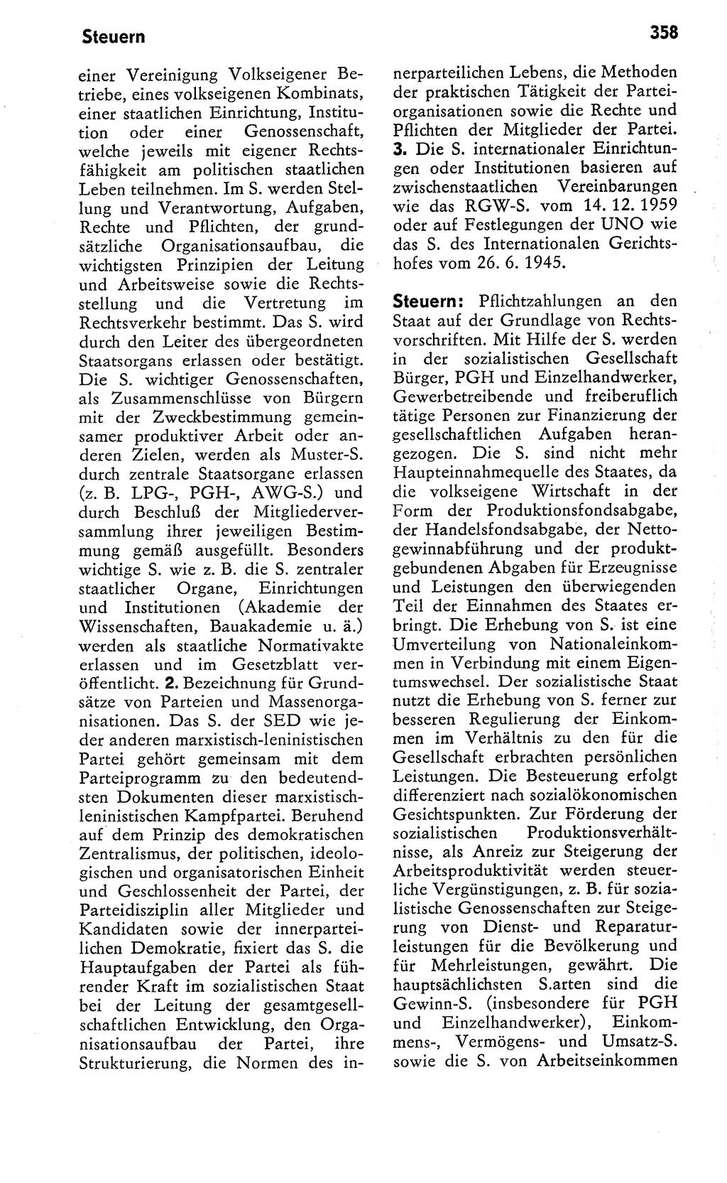 Wörterbuch zum sozialistischen Staat [Deutsche Demokratische Republik (DDR)] 1974, Seite 358 (Wb. soz. St. DDR 1974, S. 358)