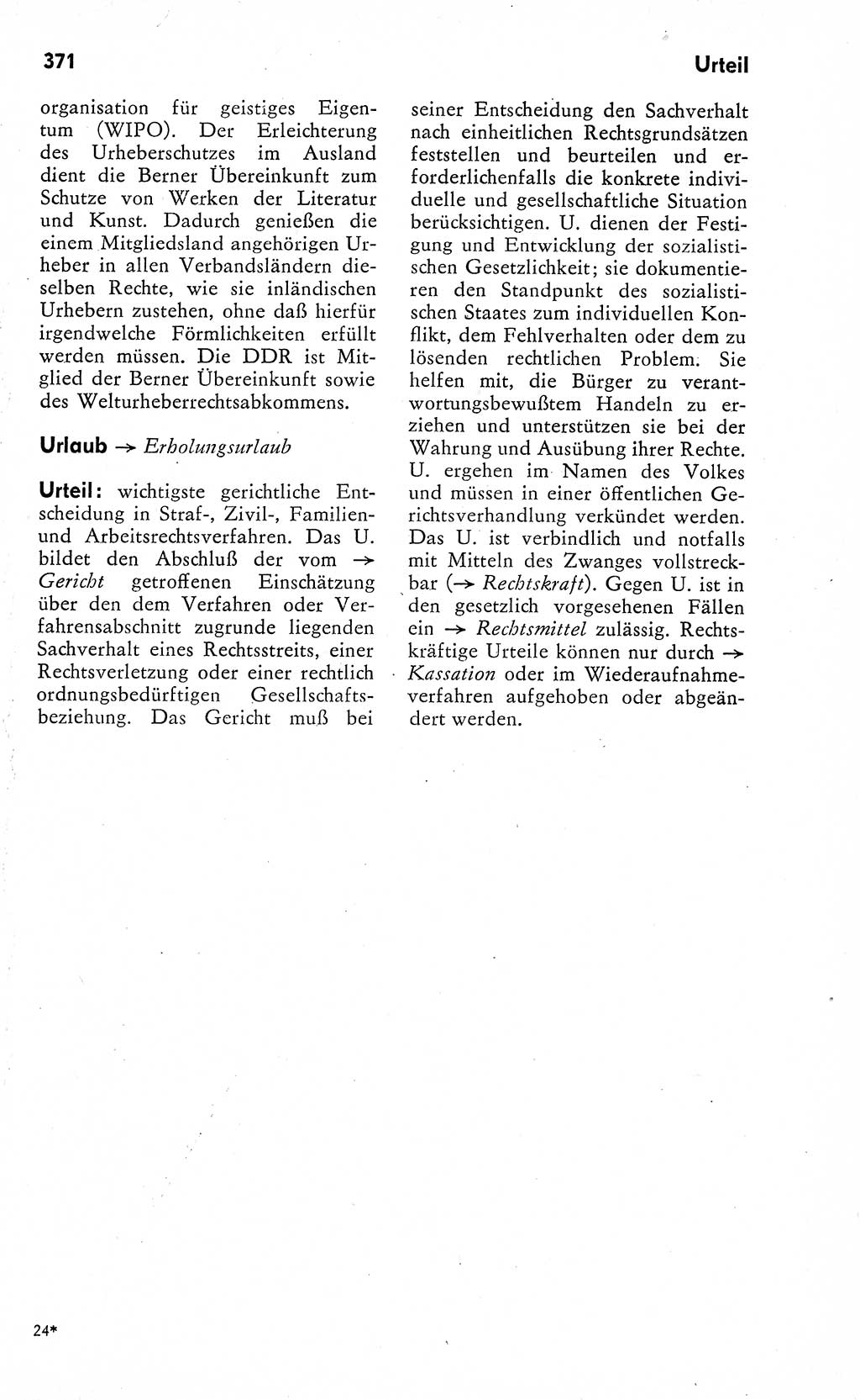 Wörterbuch zum sozialistischen Staat [Deutsche Demokratische Republik (DDR)] 1974, Seite 371 (Wb. soz. St. DDR 1974, S. 371)