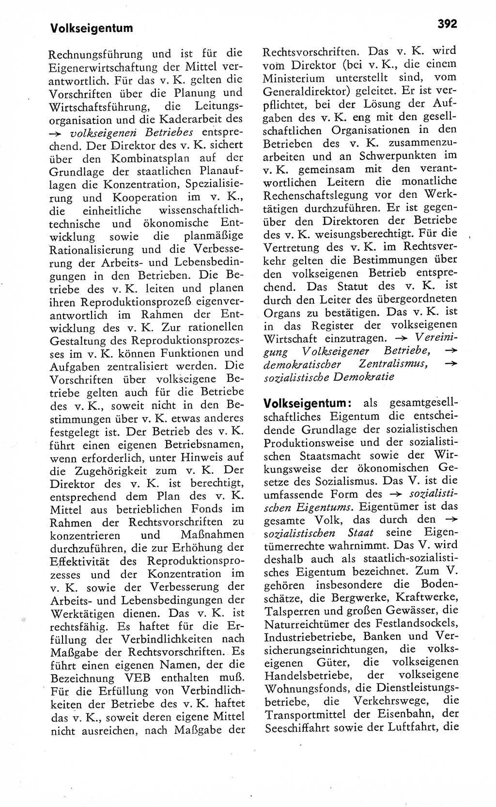 Wörterbuch zum sozialistischen Staat [Deutsche Demokratische Republik (DDR)] 1974, Seite 392 (Wb. soz. St. DDR 1974, S. 392)
