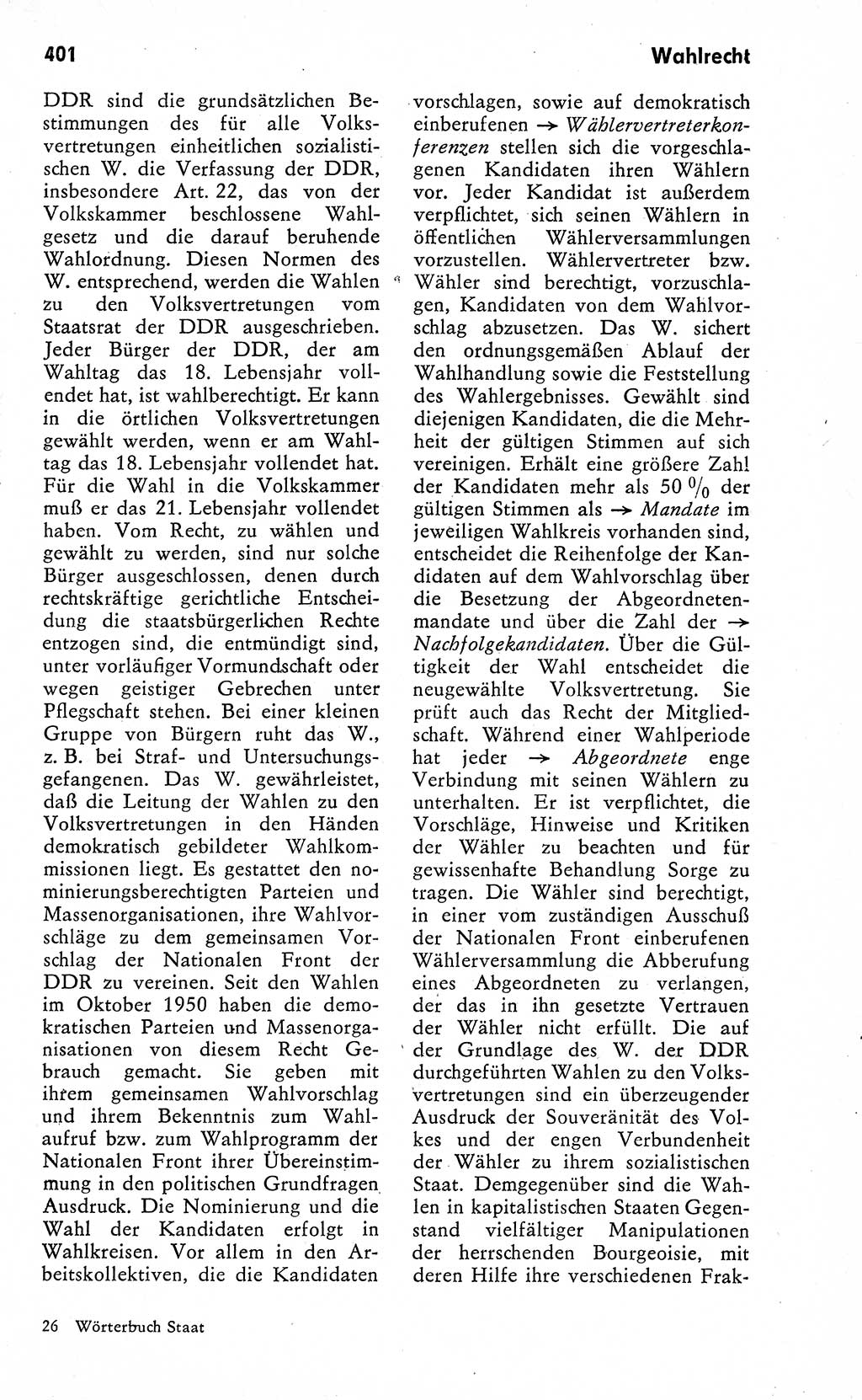 Wörterbuch zum sozialistischen Staat [Deutsche Demokratische Republik (DDR)] 1974, Seite 401 (Wb. soz. St. DDR 1974, S. 401)