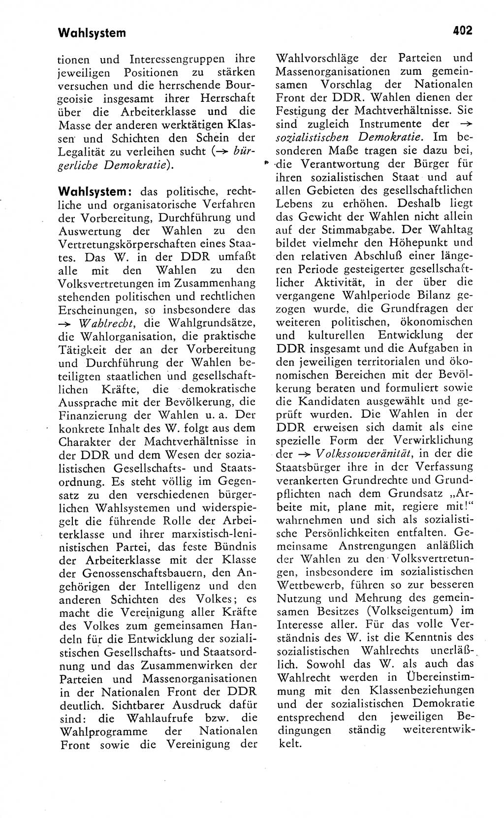 Wörterbuch zum sozialistischen Staat [Deutsche Demokratische Republik (DDR)] 1974, Seite 402 (Wb. soz. St. DDR 1974, S. 402)
