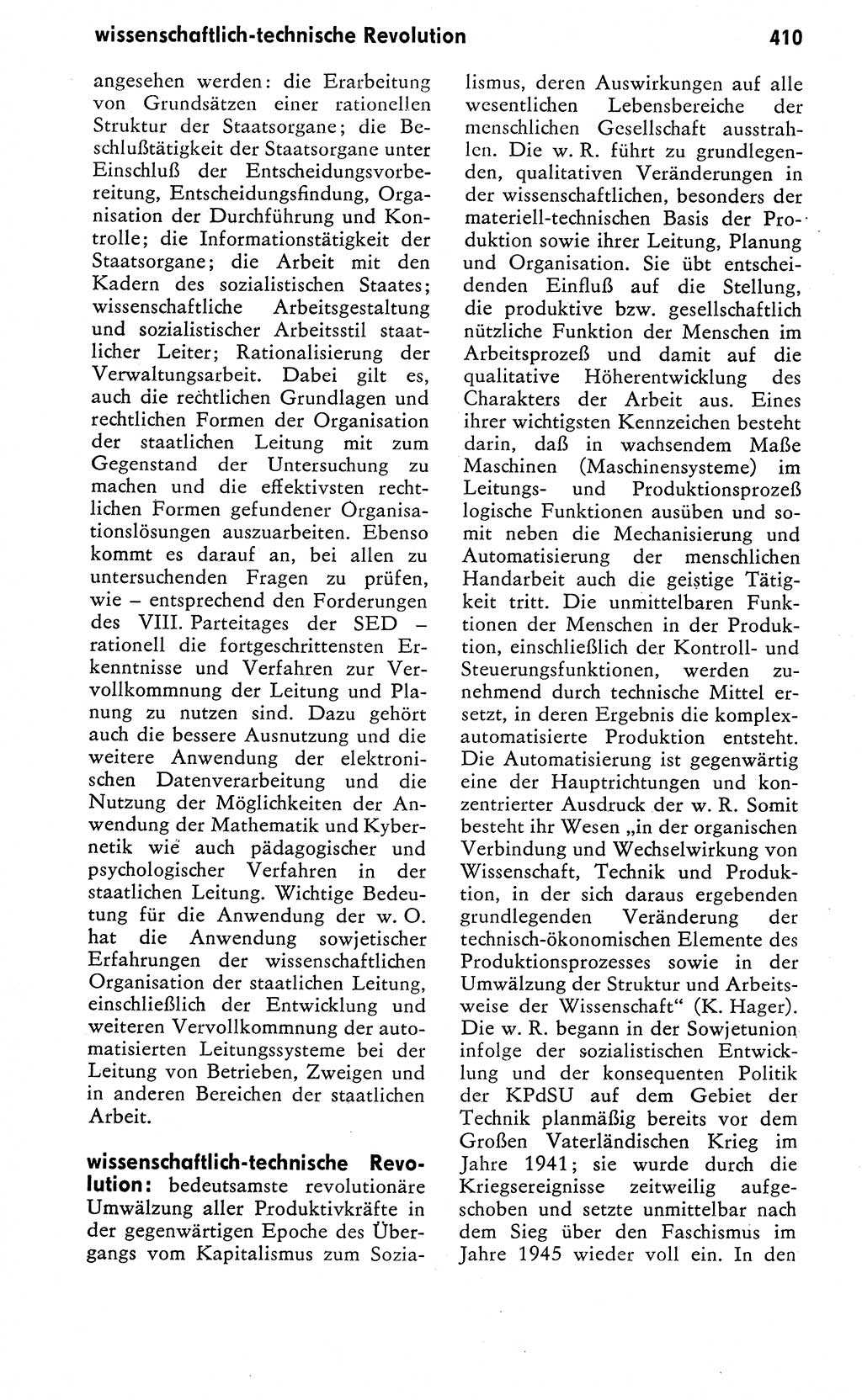 Wörterbuch zum sozialistischen Staat [Deutsche Demokratische Republik (DDR)] 1974, Seite 410 (Wb. soz. St. DDR 1974, S. 410)