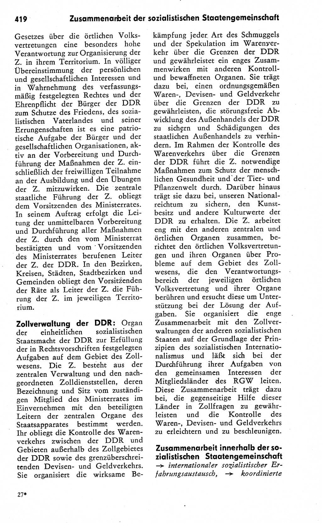 Wörterbuch zum sozialistischen Staat [Deutsche Demokratische Republik (DDR)] 1974, Seite 419 (Wb. soz. St. DDR 1974, S. 419)