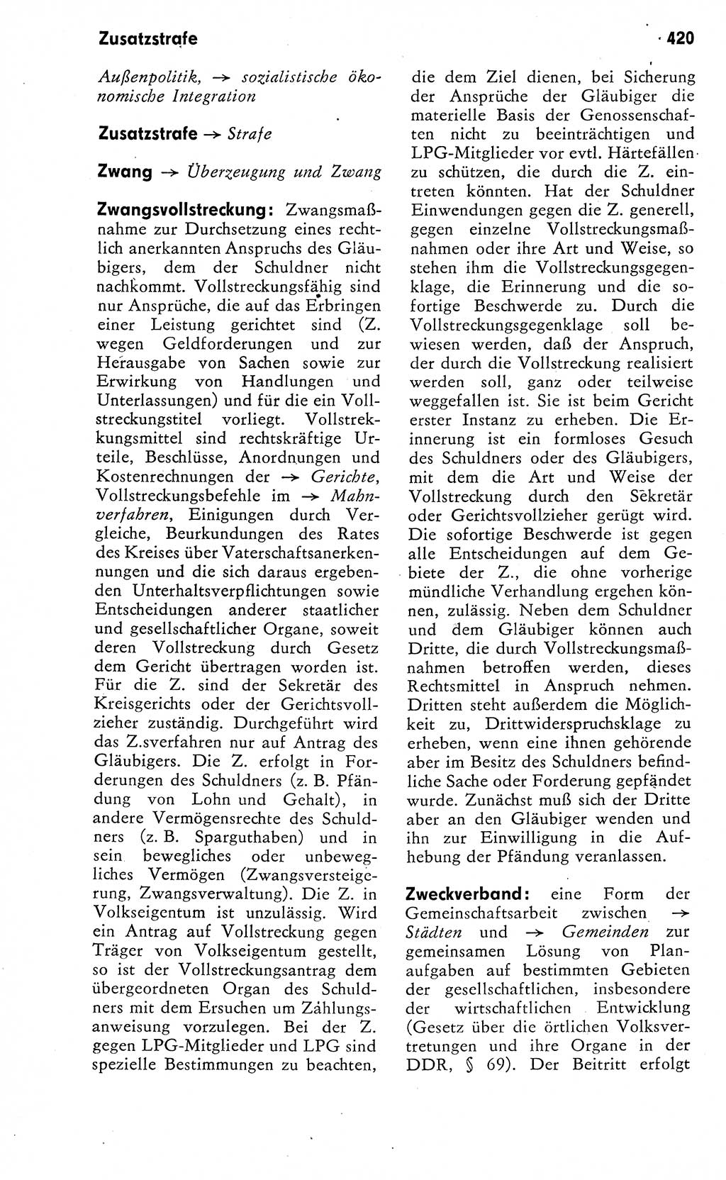Wörterbuch zum sozialistischen Staat [Deutsche Demokratische Republik (DDR)] 1974, Seite 420 (Wb. soz. St. DDR 1974, S. 420)