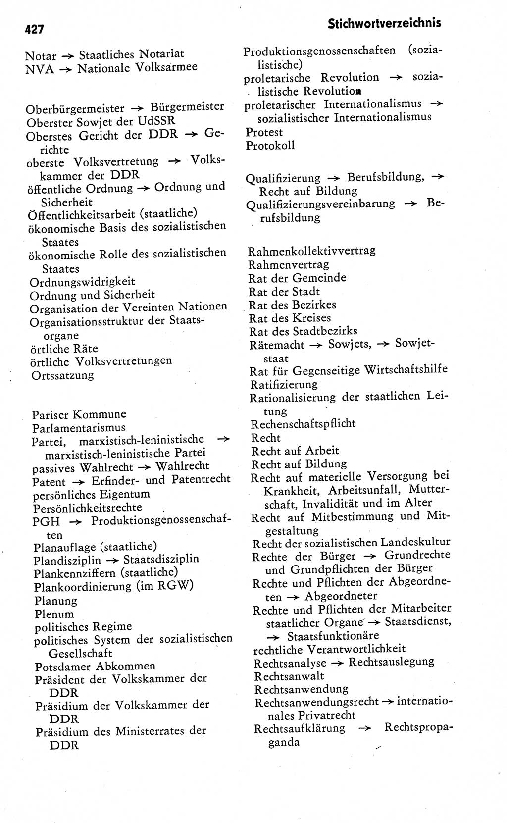 Wörterbuch zum sozialistischen Staat [Deutsche Demokratische Republik (DDR)] 1974, Seite 427 (Wb. soz. St. DDR 1974, S. 427)