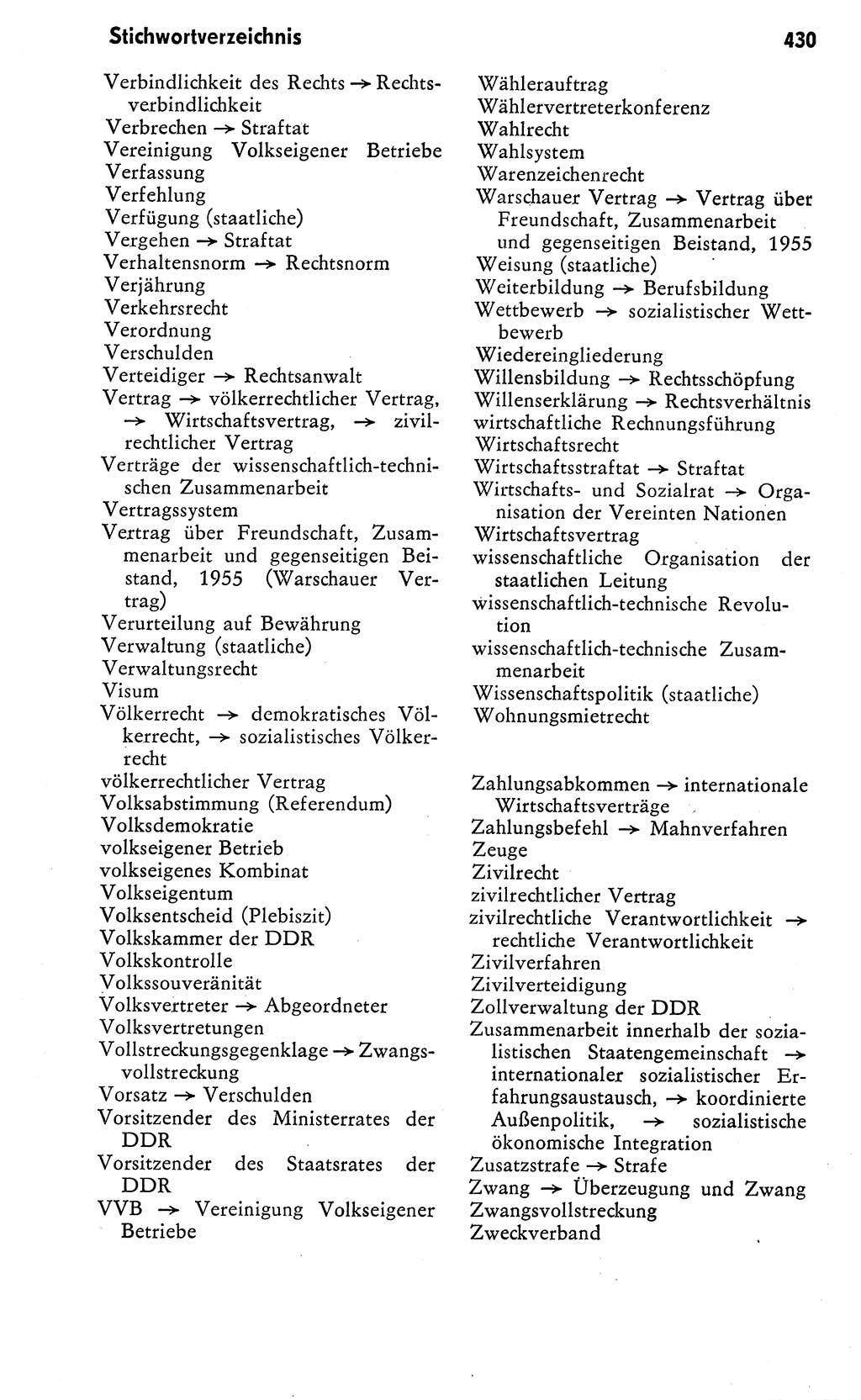 Wörterbuch zum sozialistischen Staat [Deutsche Demokratische Republik (DDR)] 1974, Seite 430 (Wb. soz. St. DDR 1974, S. 430)