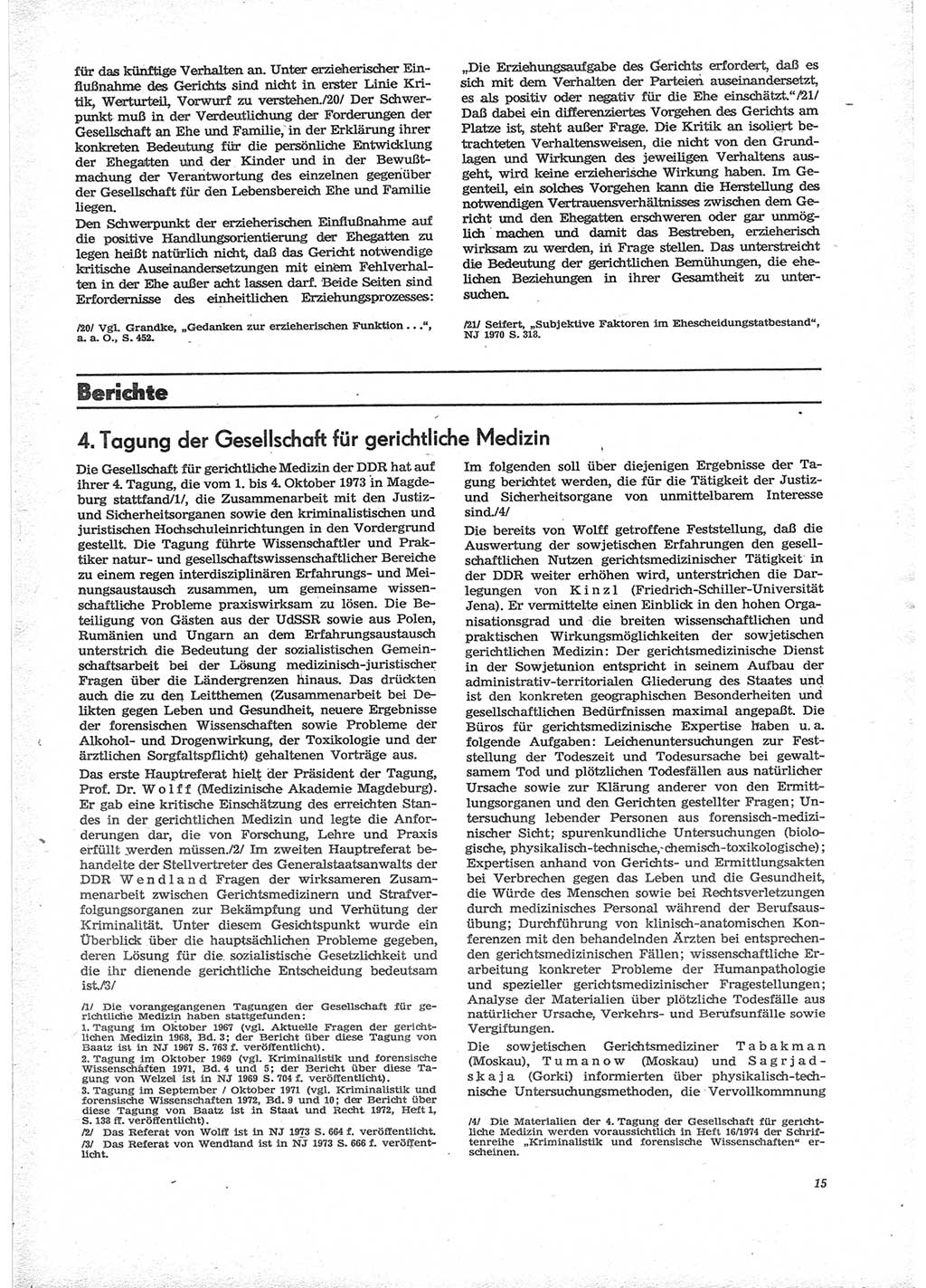 Neue Justiz (NJ), Zeitschrift für Recht und Rechtswissenschaft [Deutsche Demokratische Republik (DDR)], 28. Jahrgang 1974, Seite 15 (NJ DDR 1974, S. 15)