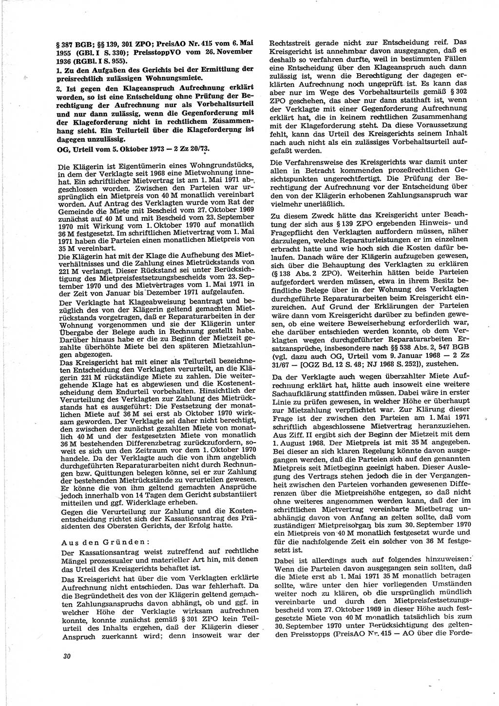 Neue Justiz (NJ), Zeitschrift für Recht und Rechtswissenschaft [Deutsche Demokratische Republik (DDR)], 28. Jahrgang 1974, Seite 30 (NJ DDR 1974, S. 30)