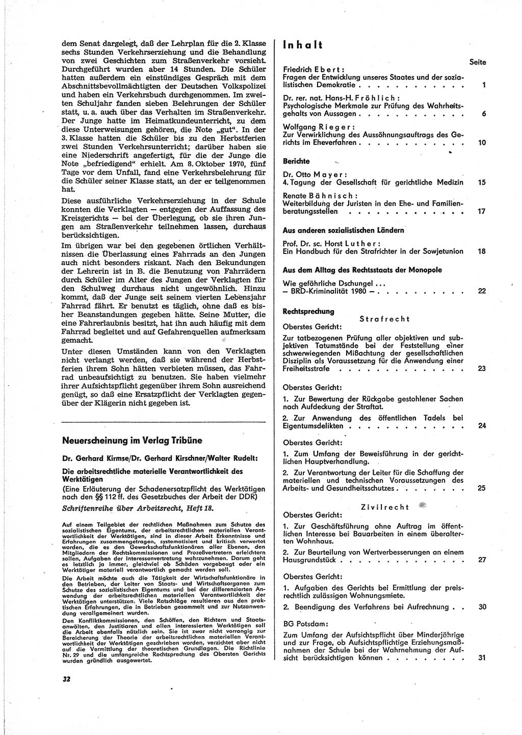 Neue Justiz (NJ), Zeitschrift für Recht und Rechtswissenschaft [Deutsche Demokratische Republik (DDR)], 28. Jahrgang 1974, Seite 32 (NJ DDR 1974, S. 32)